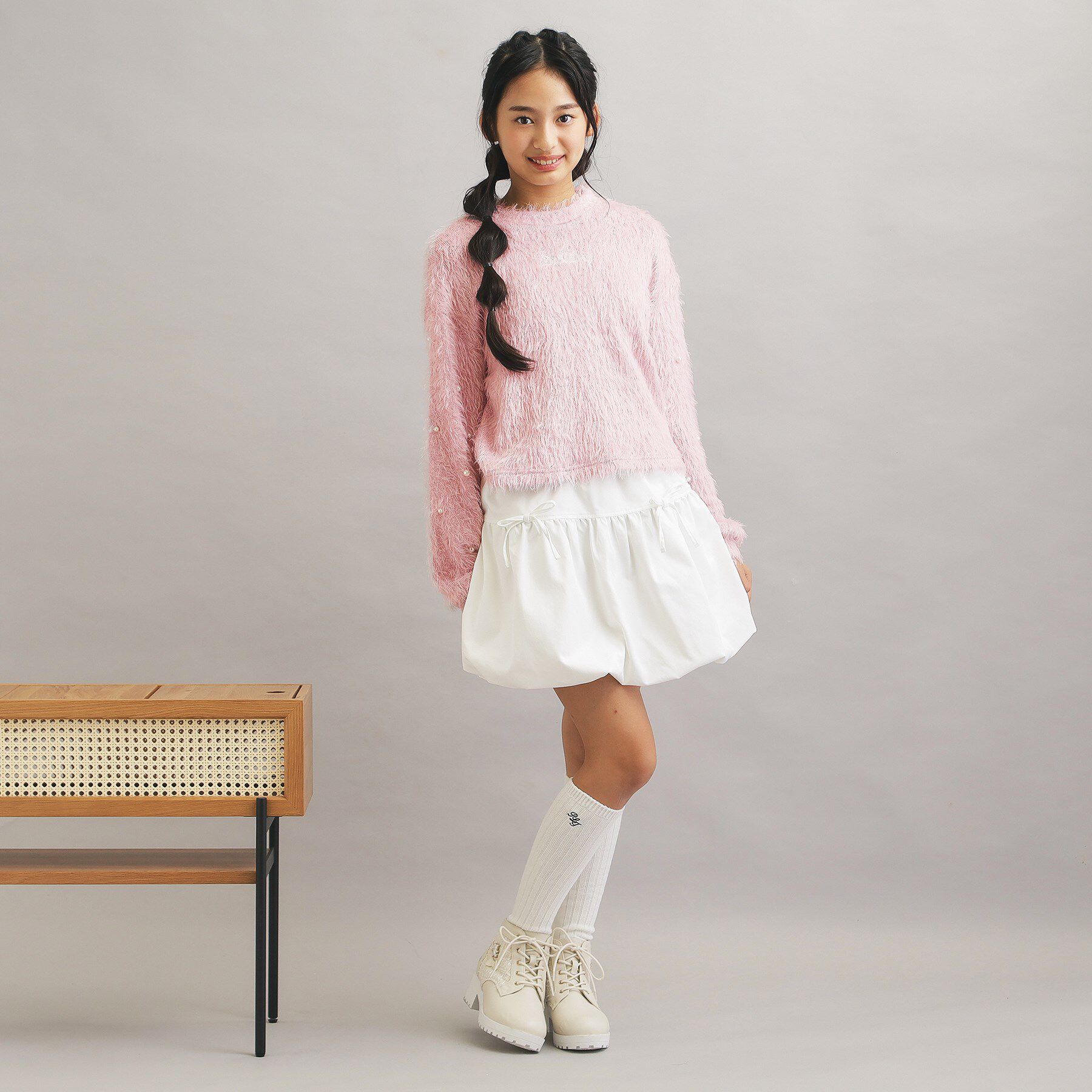 PINK-latte「シャギー袖パール調プルオーバー」|Tシャツ・カットソー|