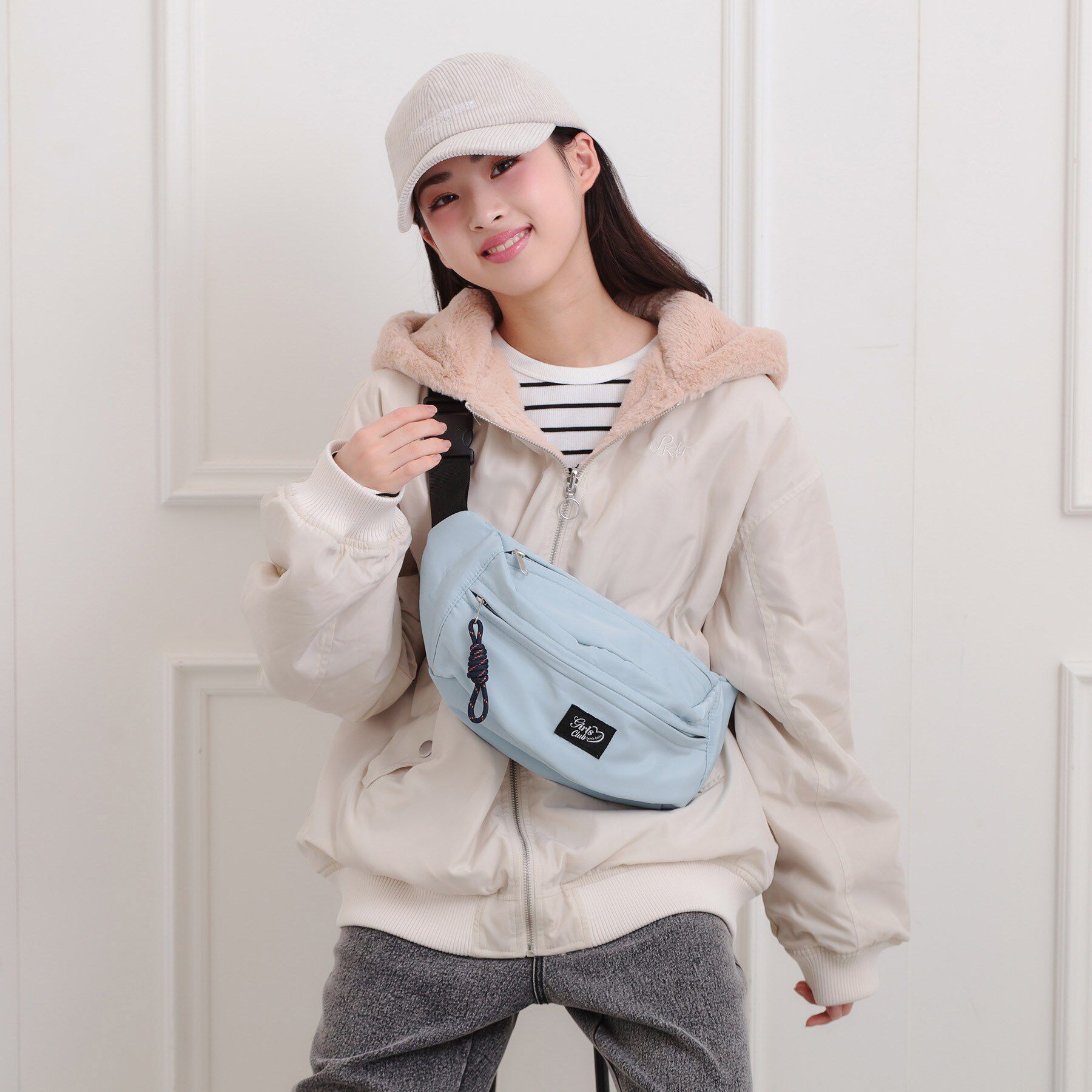 PINK-latte「コード付きボディバッグ」|その他|ブルー(091)