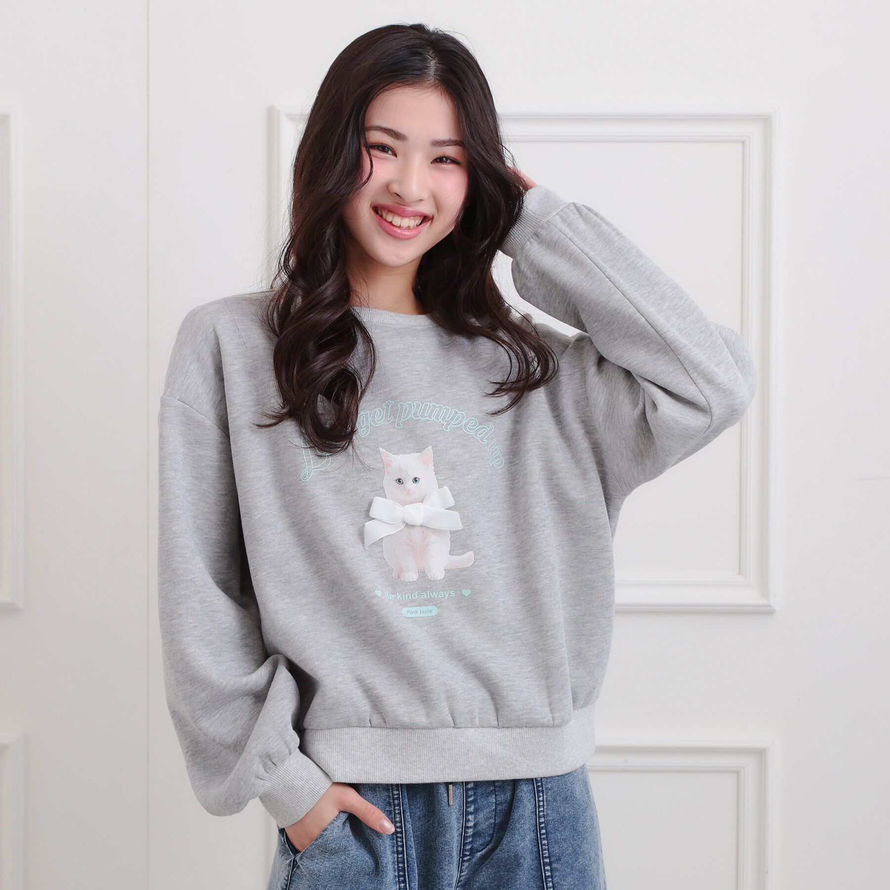 PINK-latte「ベロアリボンネコフォトトレーナー」|その他|