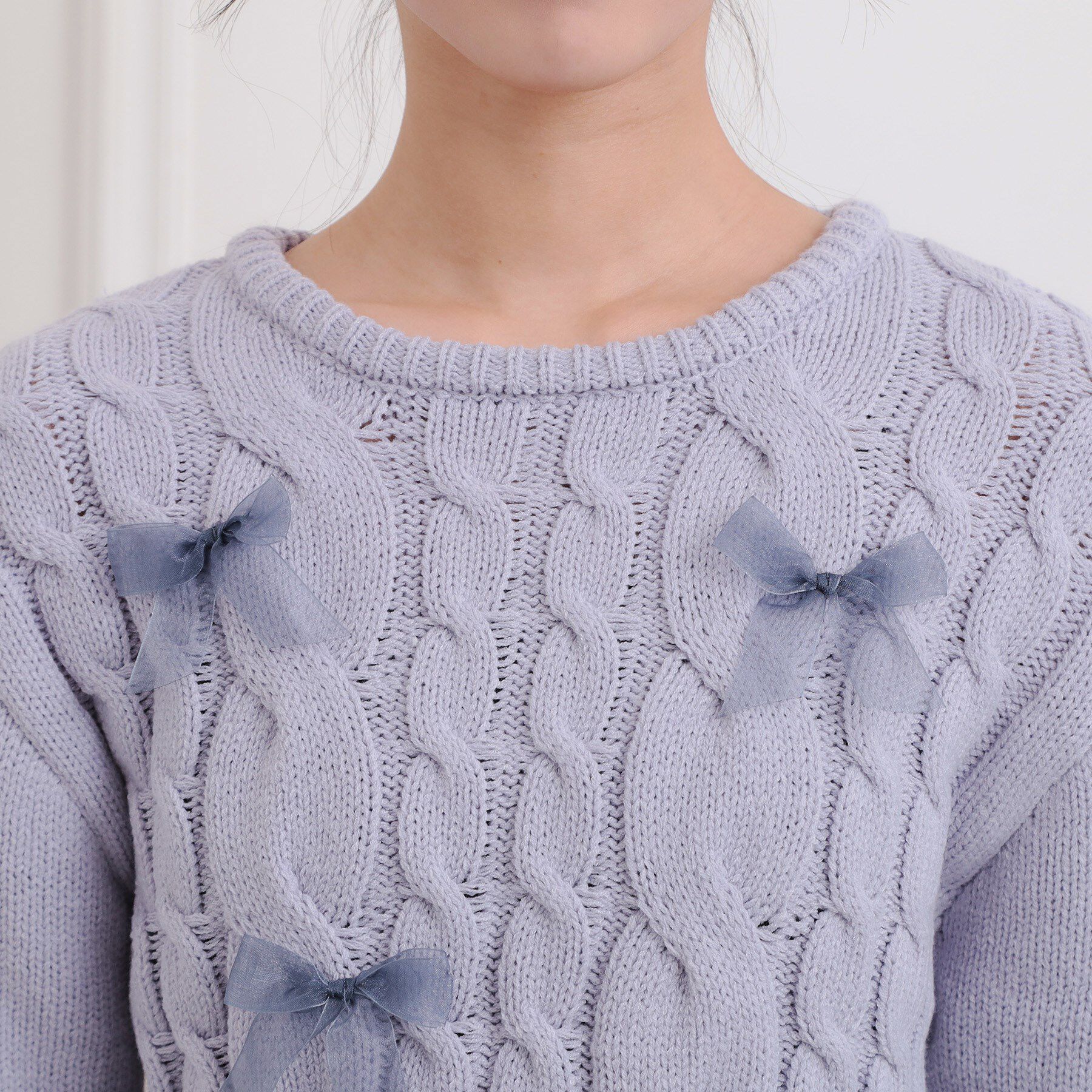 PINK-latte「リボン付ニットプルオーバー」|ニット・セーター|