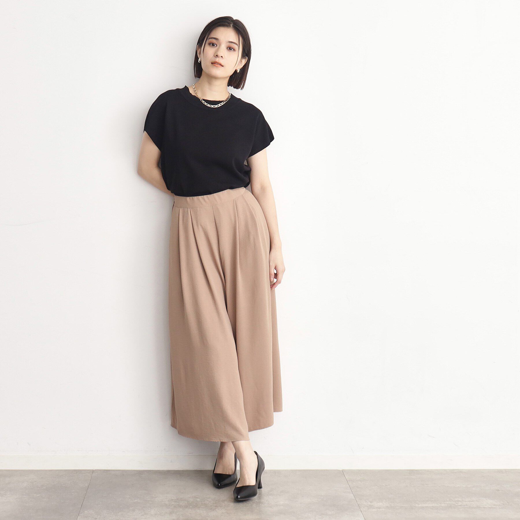 THE SHOP TK「【UVケア/さらりと柔らかい/洗える】フレンチスリーブニットTEE」|ニット・セーター|