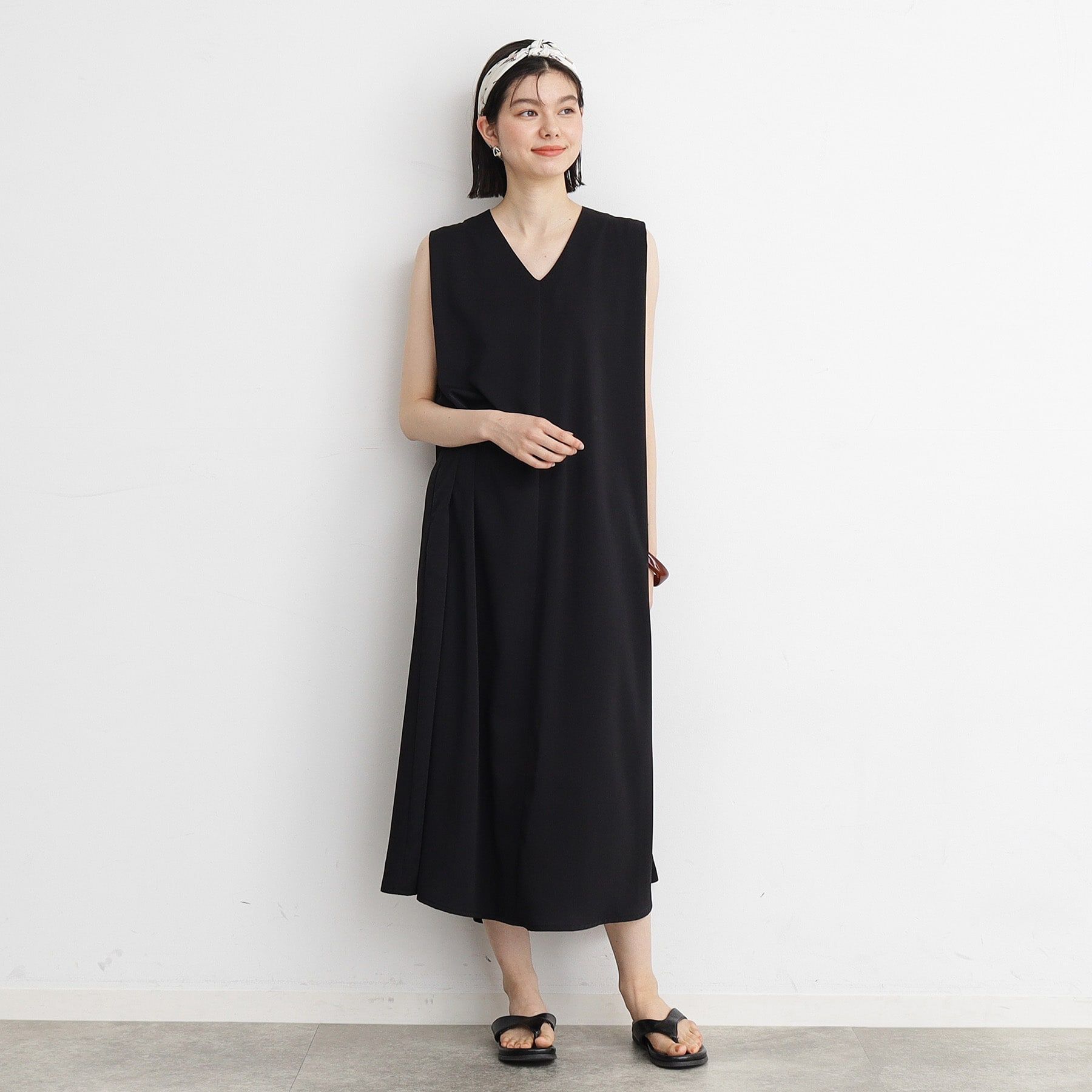 THE SHOP TK「【ラッシュガード／接触冷感／撥水／UVケア／洗える】MIZUGIWA_ノースリーブワンピース」|ワンピース|ブラック(019)