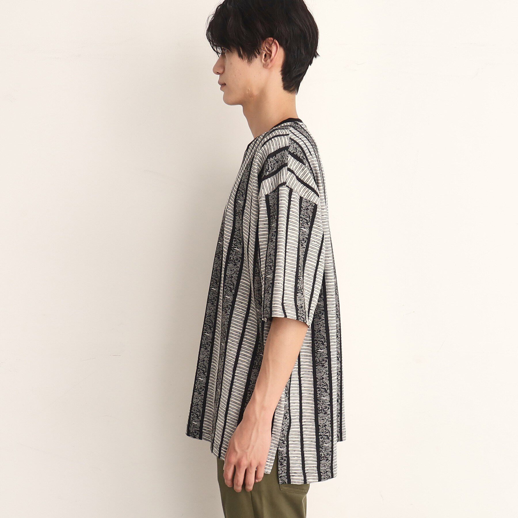 THE SHOP TK「ビッグシルエット総柄アソートTシャツ 幾何学／ドット／ストライプ／バックロゴ」|Tシャツ・カットソー|