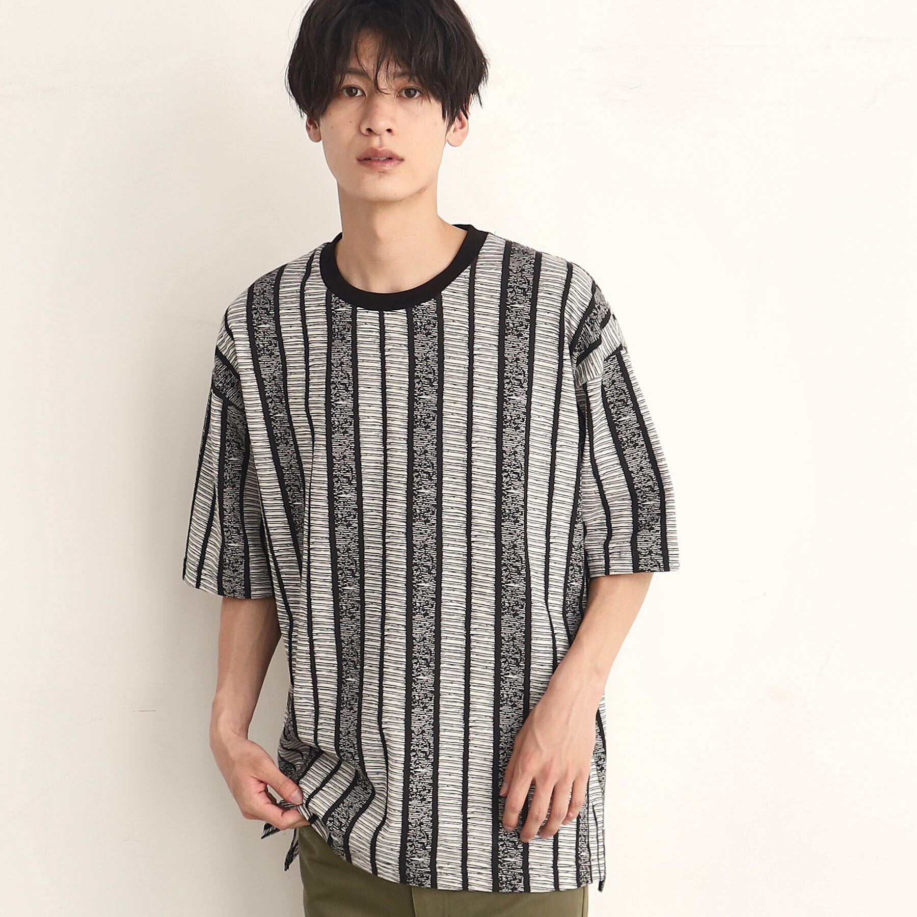 THE SHOP TK「ビッグシルエット総柄アソートTシャツ 幾何学／ドット／ストライプ／バックロゴ」|Tシャツ・カットソー|