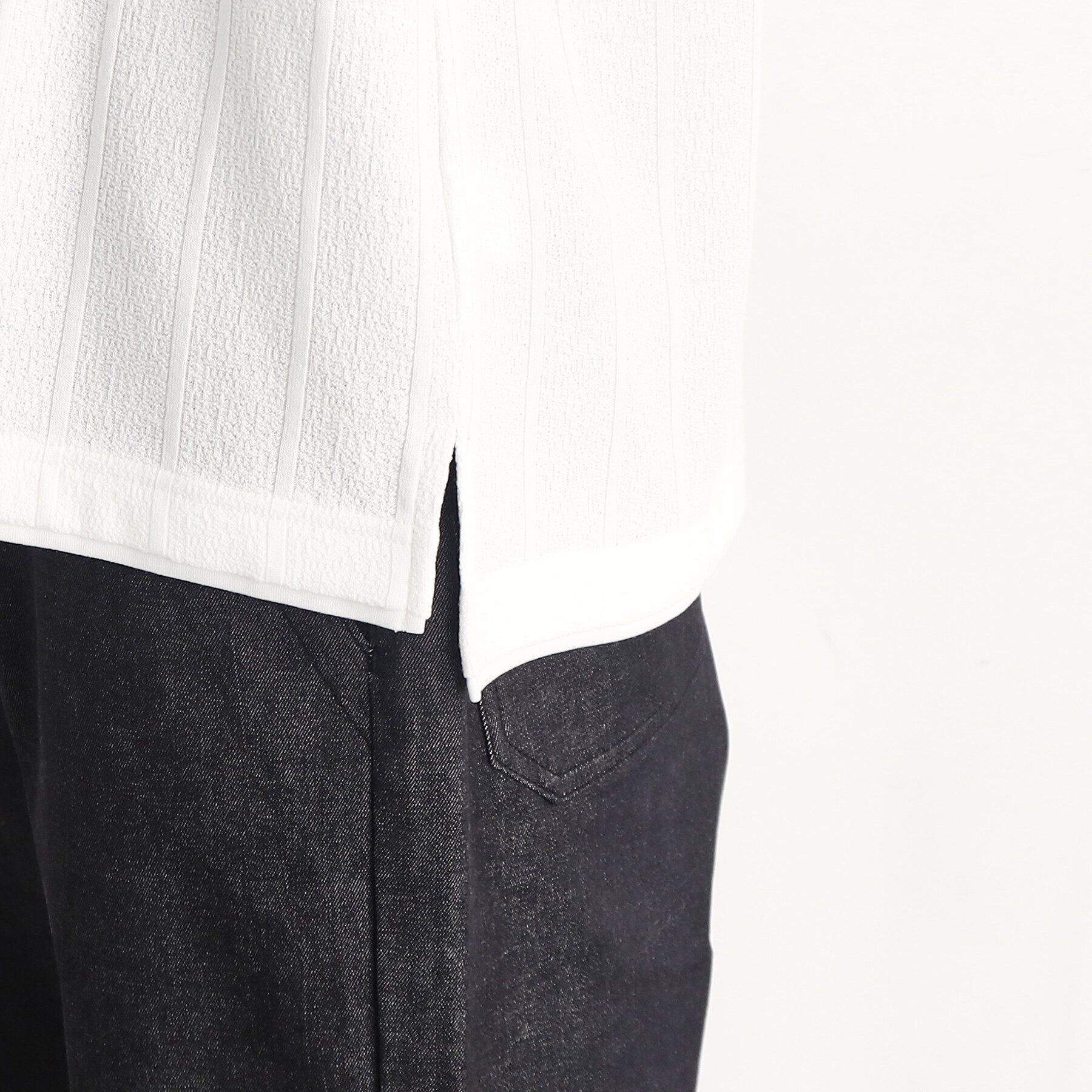 THE SHOP TK「【ビッグシルエット】ストライプジャカードフェイクレイヤードTシャツ」|Tシャツ・カットソー|