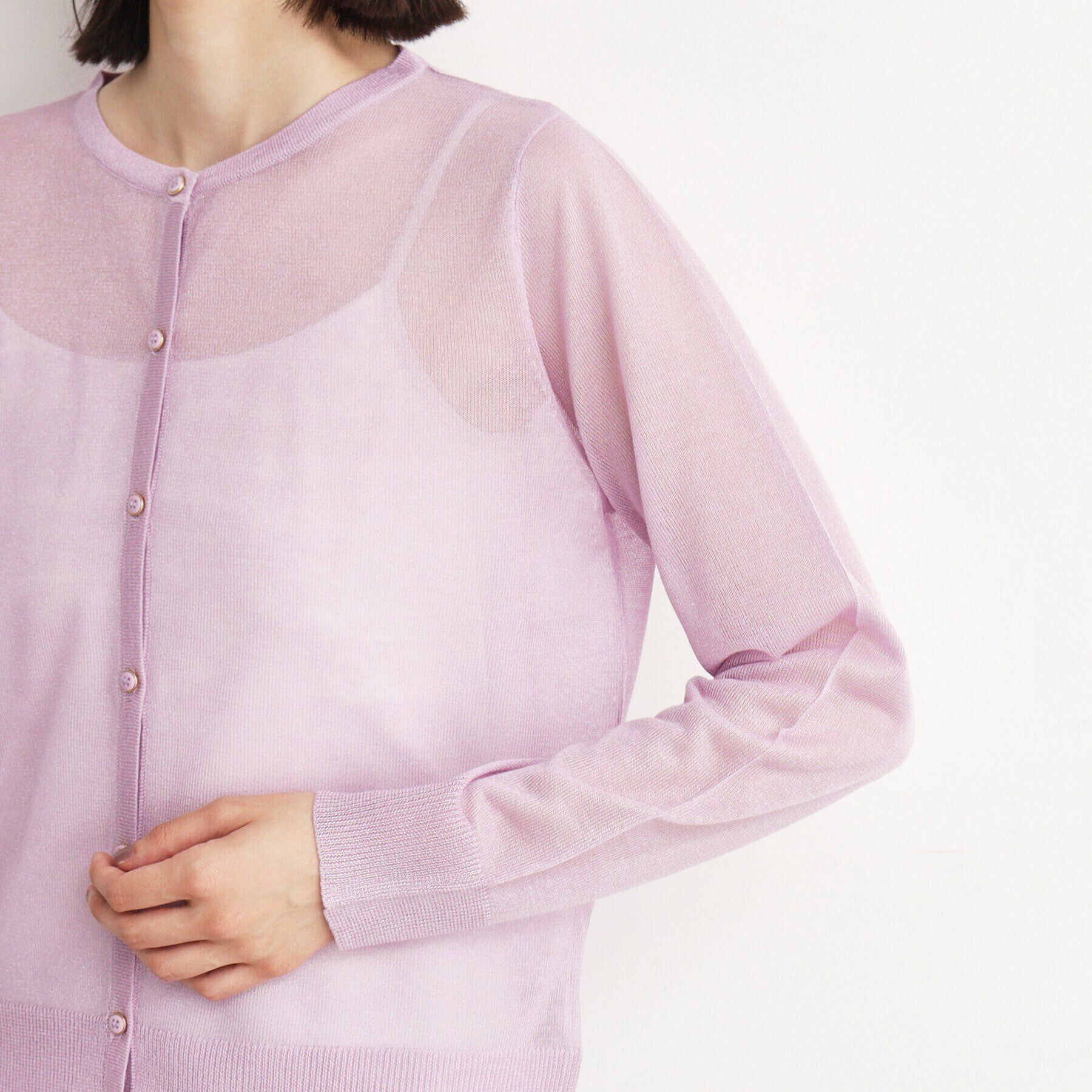 THE SHOP TK「【上品な透け感】シアークルーカーディガン/洗える」|カーディガン|