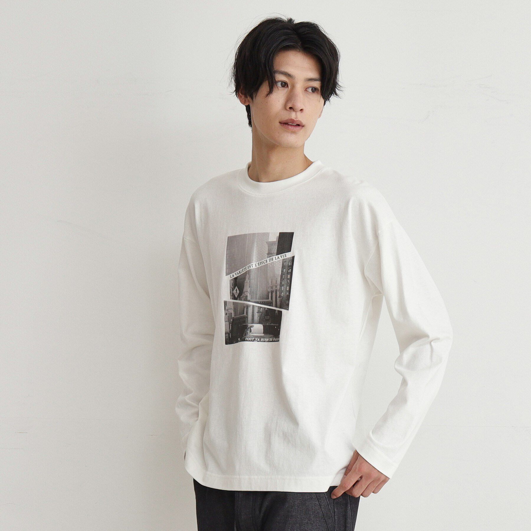 THE SHOP TK「【6色展開】Parisフォト／ロゴ長袖Tシャツ」|Tシャツ・カットソー|オフホワイト(803