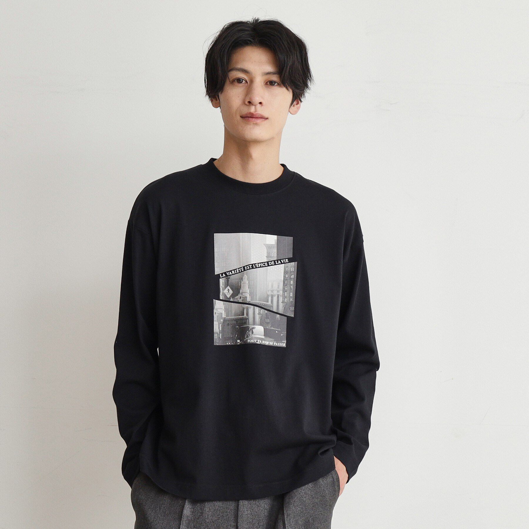 THE SHOP TK「【6色展開】Parisフォト／ロゴ長袖Tシャツ」|Tシャツ・カットソー|ブラック(819)