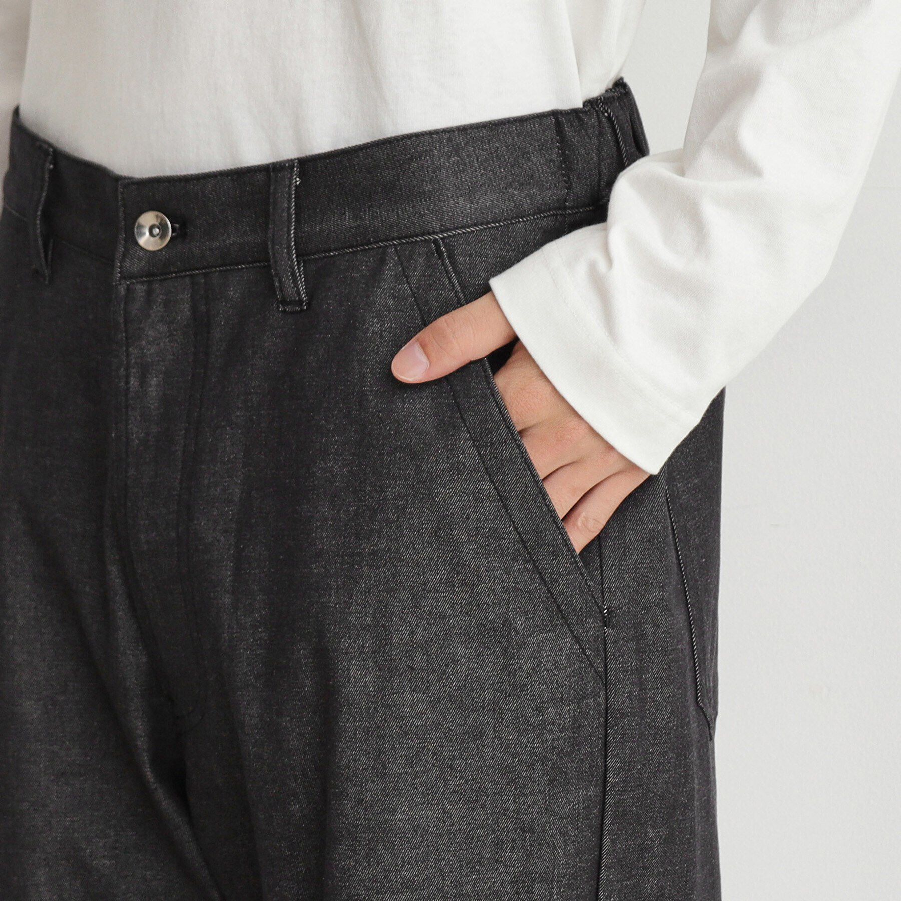 THE SHOP TK「エバーデニムワイドパンツ　セットアップ可／色落ちしにくい」|デニム|