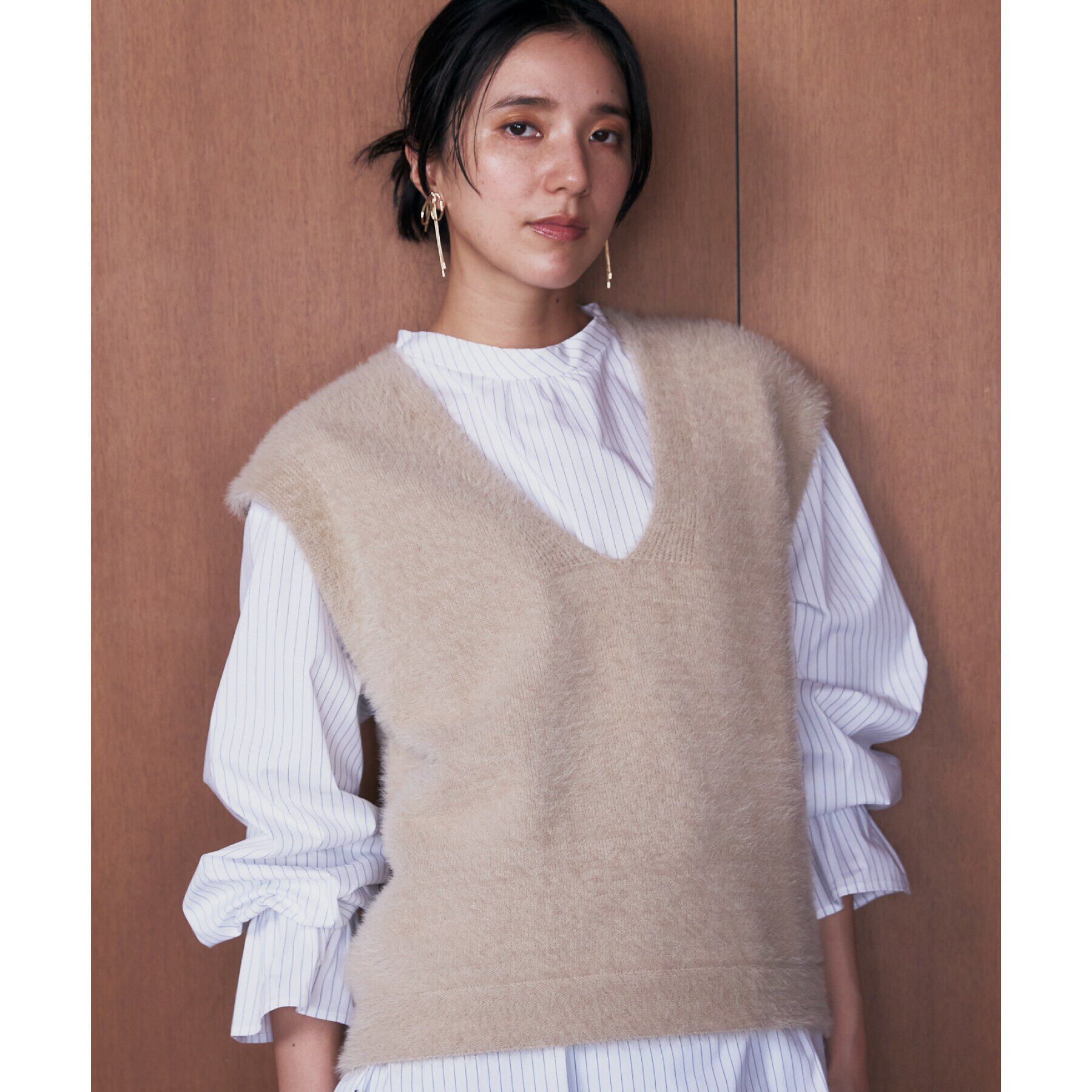 THE SHOP TK「【2点セット】フェザーベスト＋シャツ/洗える」|シャツ・ブラウス|