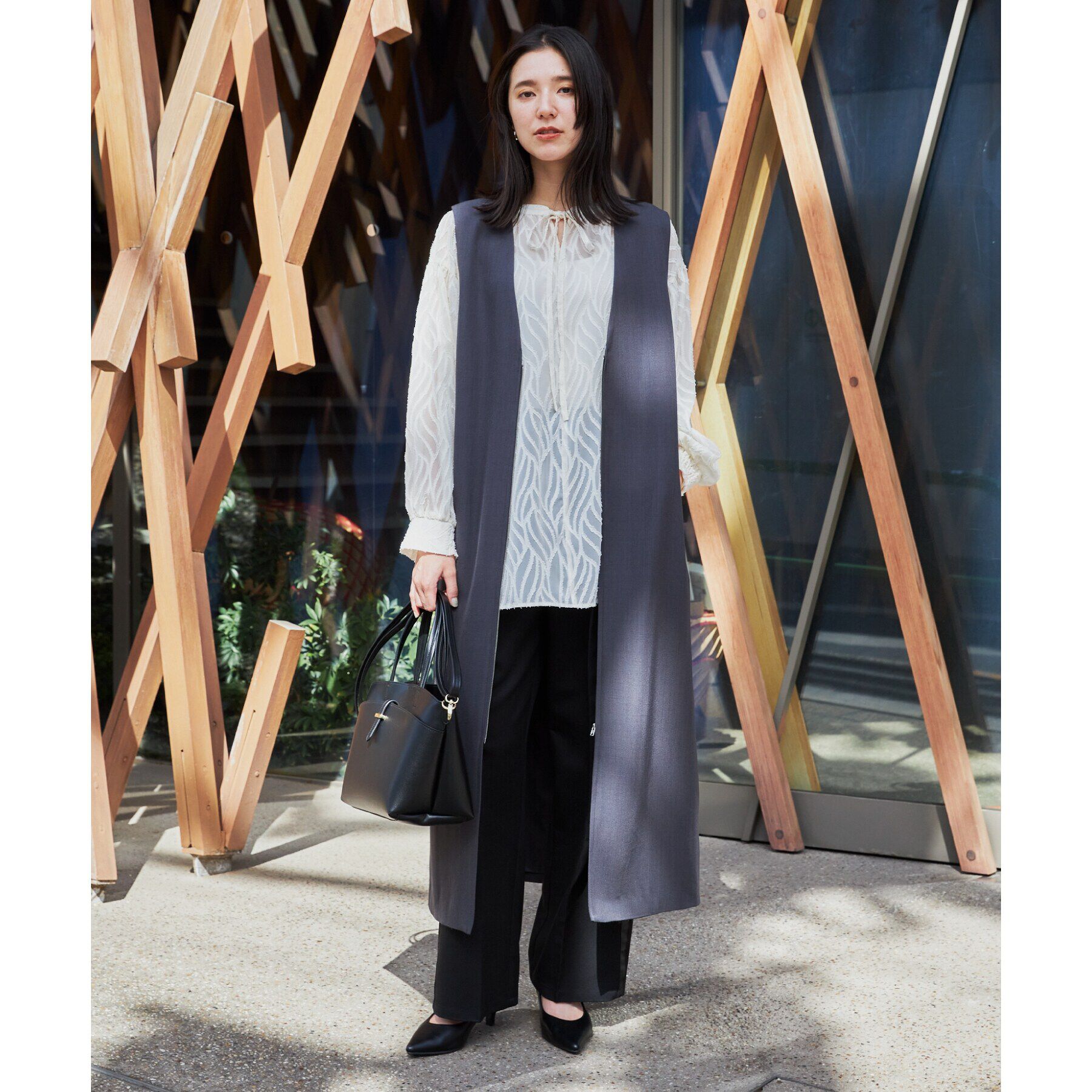 THE SHOP TK「【ワンピースにジレにスタイル変化】フロントZIPジャスカ/洗える」|ワンピース|