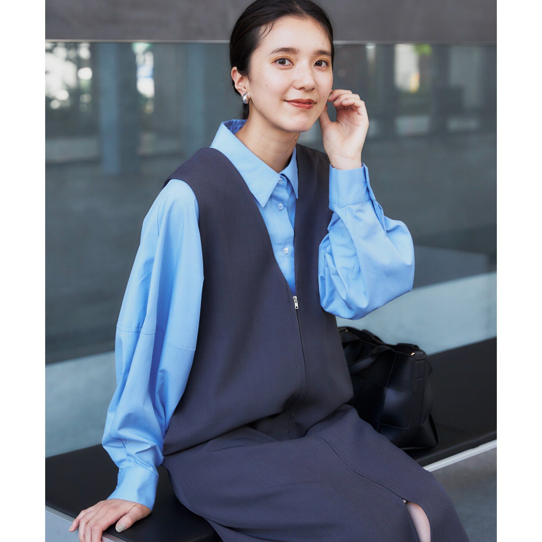 THE SHOP TK「【ワンピースにジレにスタイル変化】フロントZIPジャスカ/洗える」|ワンピース|