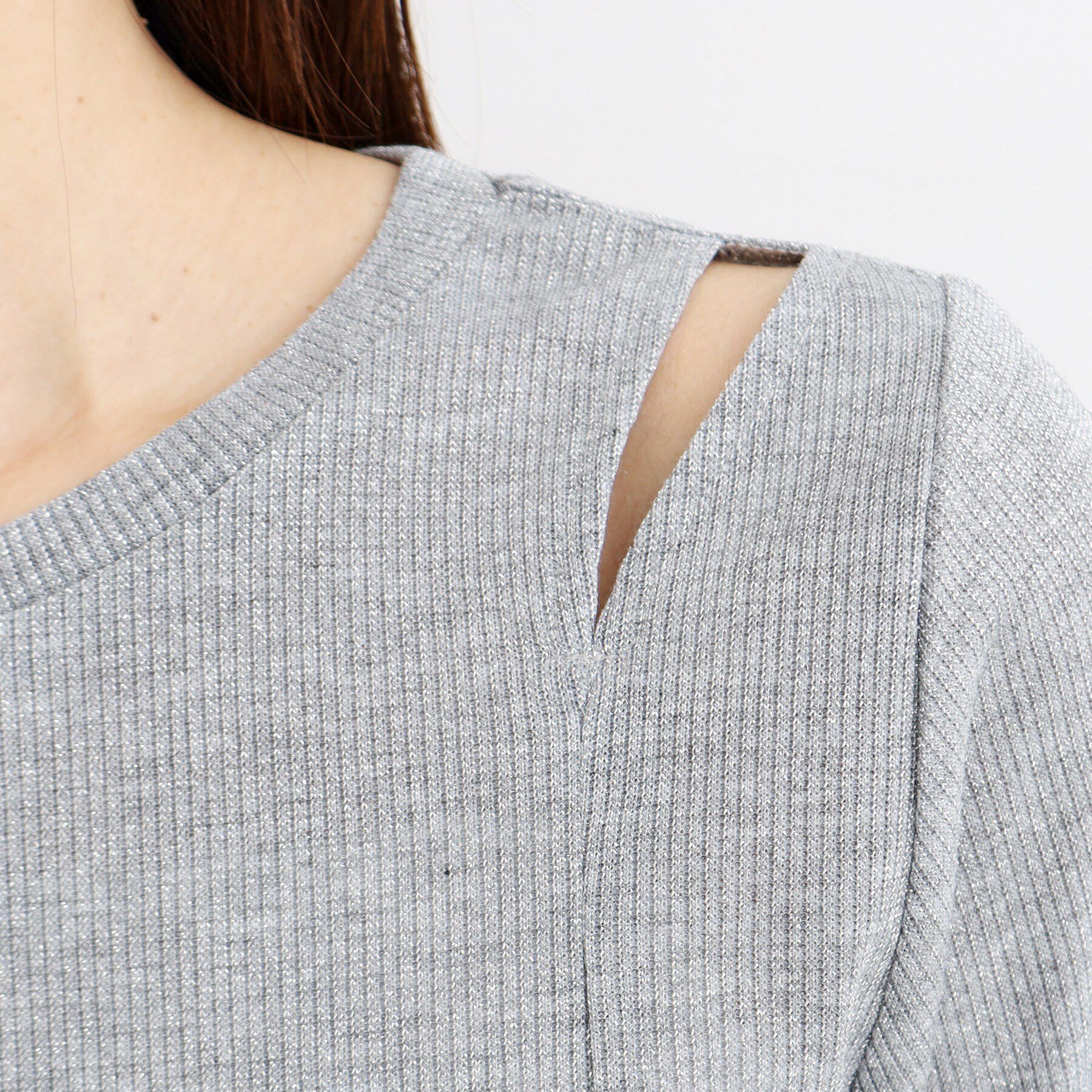 THE SHOP TK「【腕周りカバー】５分袖スリットラメ/洗える」|Tシャツ・カットソー|