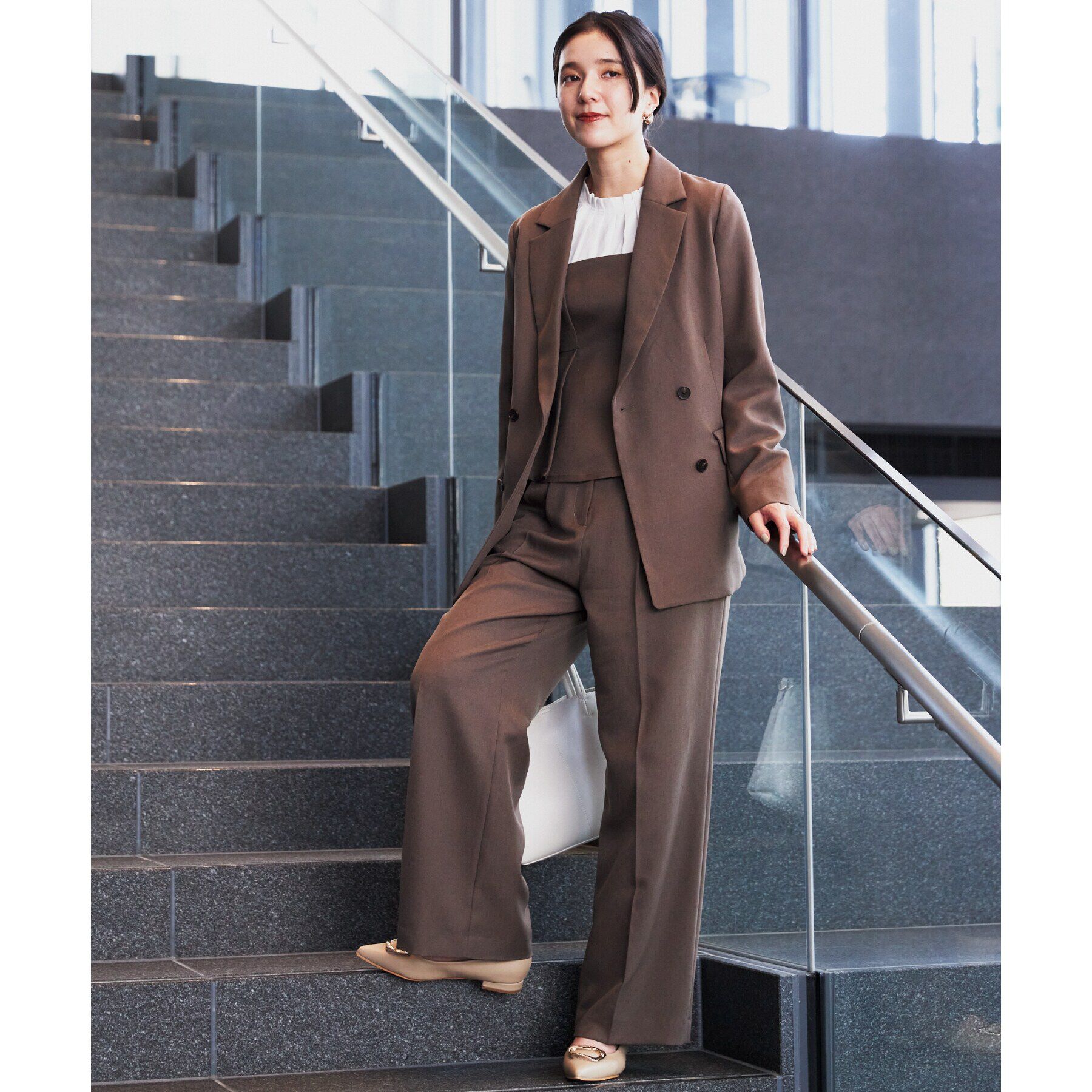 THE SHOP TK「【セットアップ可/洗える】パウダリーツイルワイドパンツ」|その他|