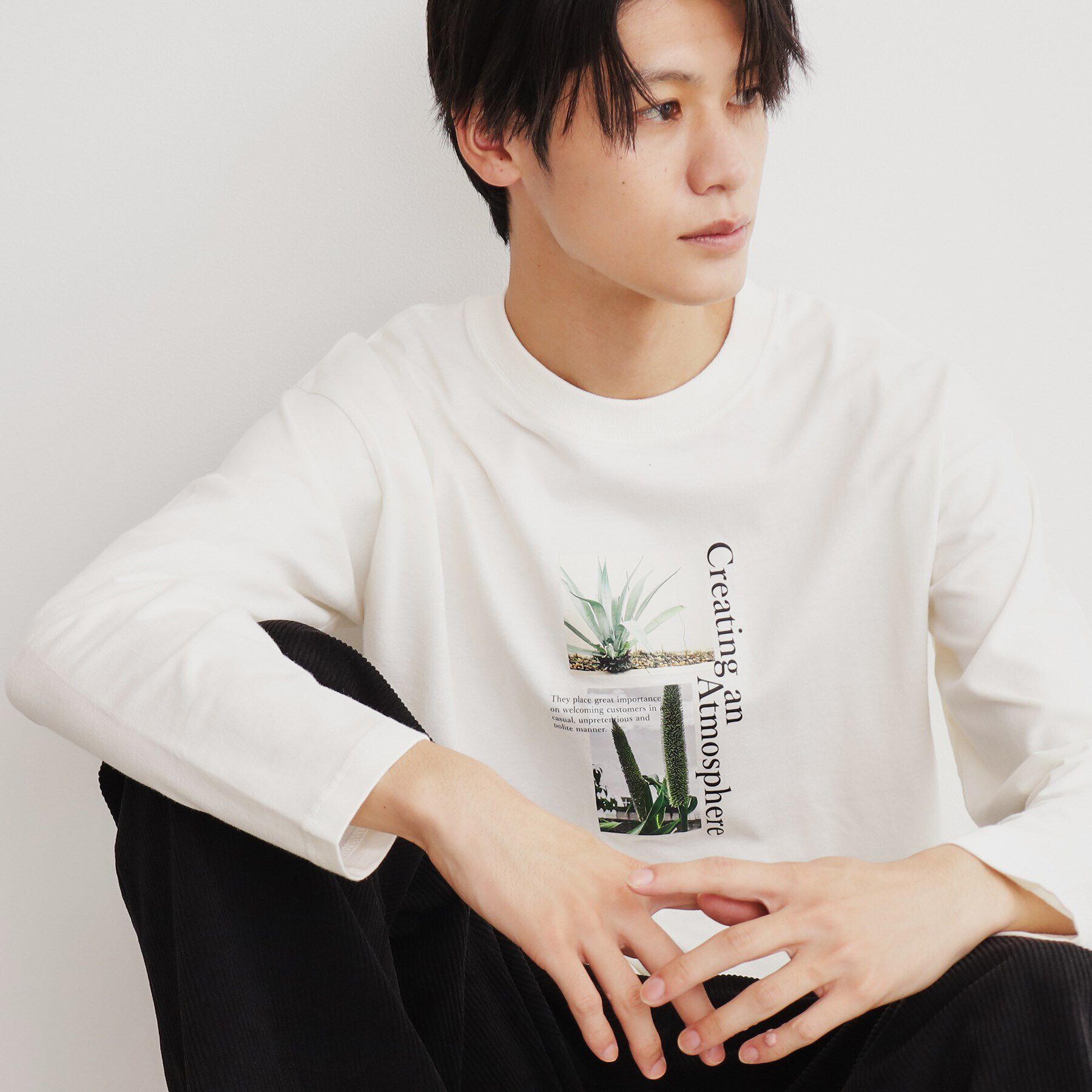 THE SHOP TK「オーガビッツグラフィックプリント長袖Tシャツ 親子リンク/コットン100％/マシンウォッシャブル」|Tシャツ・カットソー|オフホワイト(203