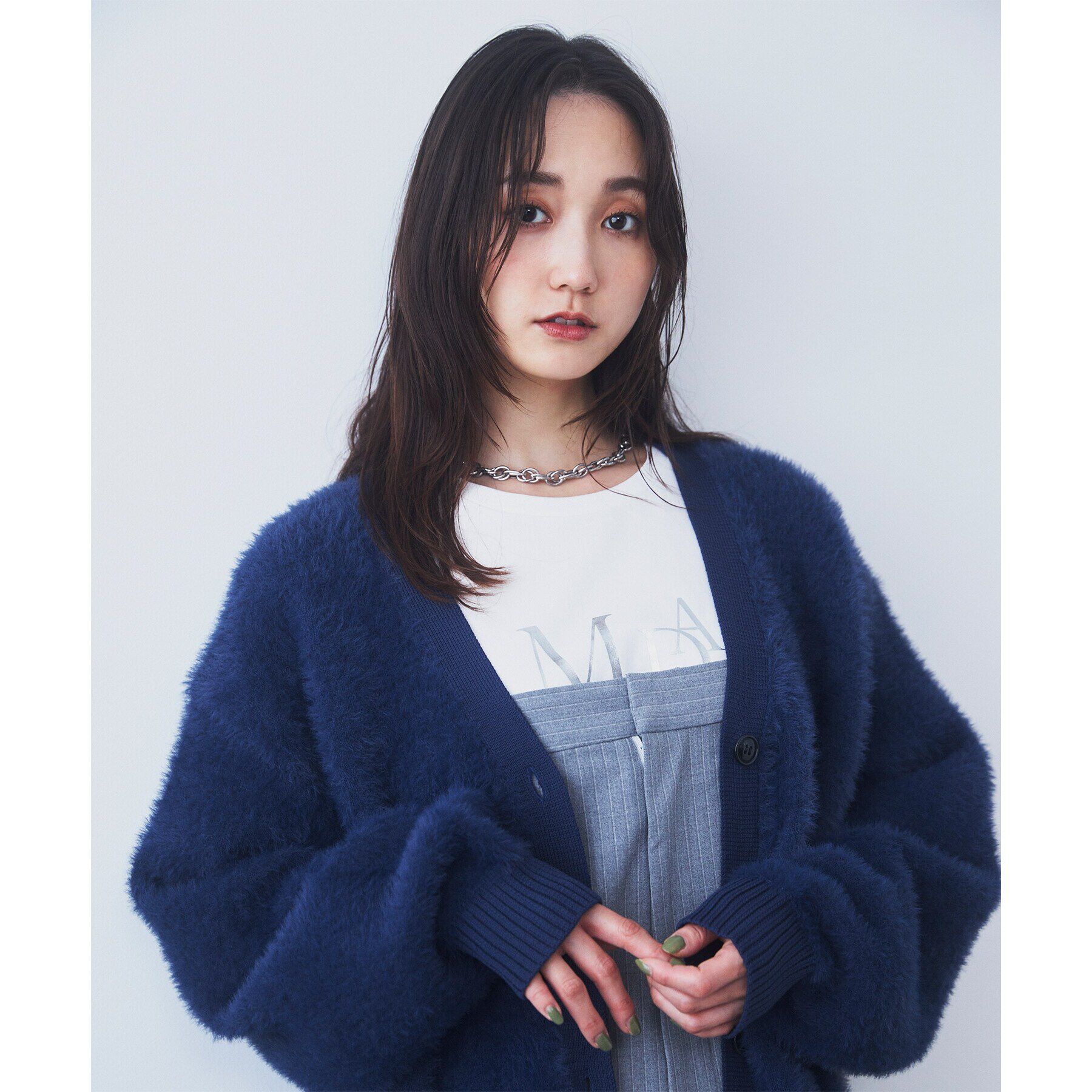 THE SHOP TK「【ライトアウター】フェザーVネックカーディガン/洗える」|カーディガン|