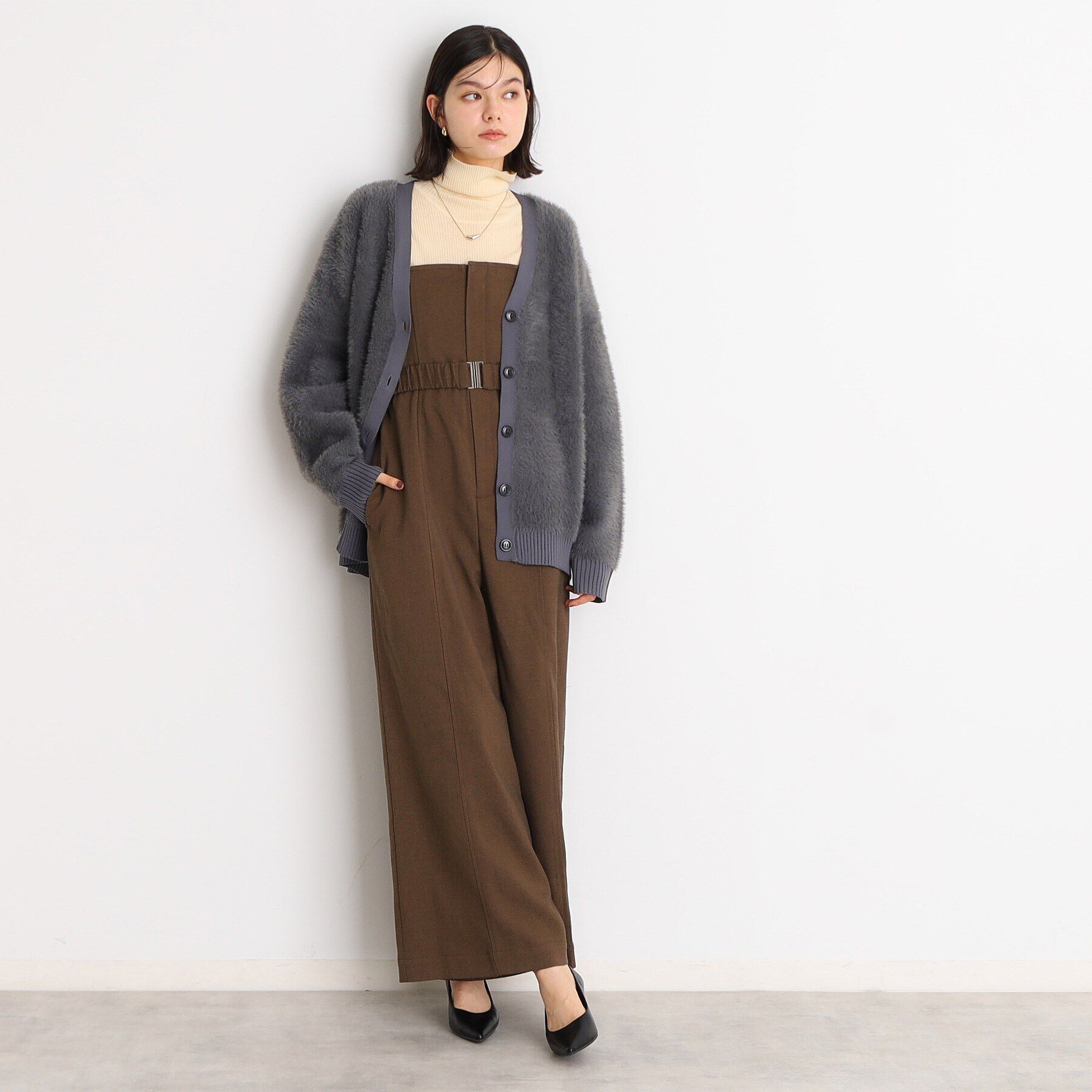 THE SHOP TK「【ライトアウター】フェザーVネックカーディガン/洗える」|カーディガン|