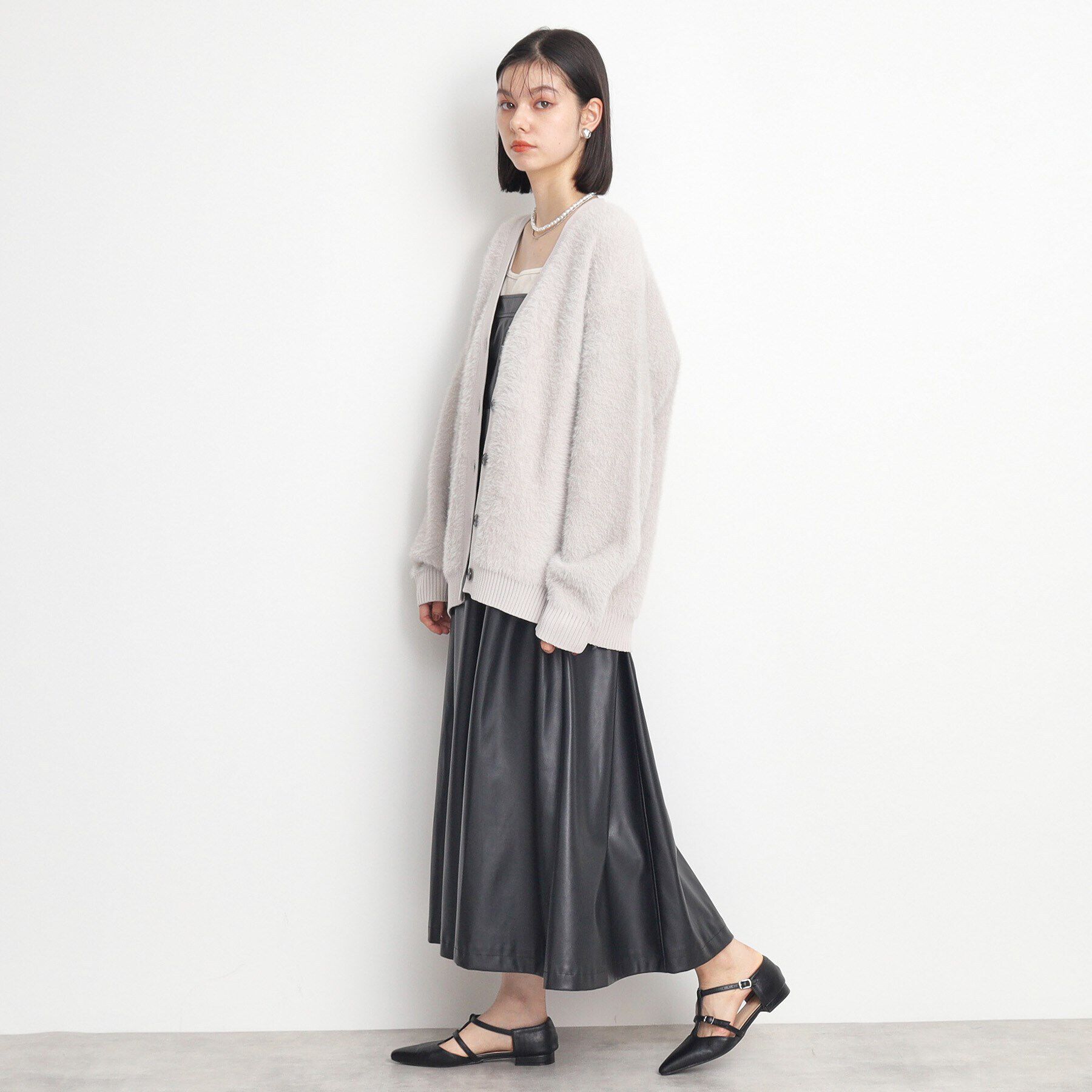 THE SHOP TK「【ライトアウター】フェザーVネックカーディガン/洗える」|カーディガン|