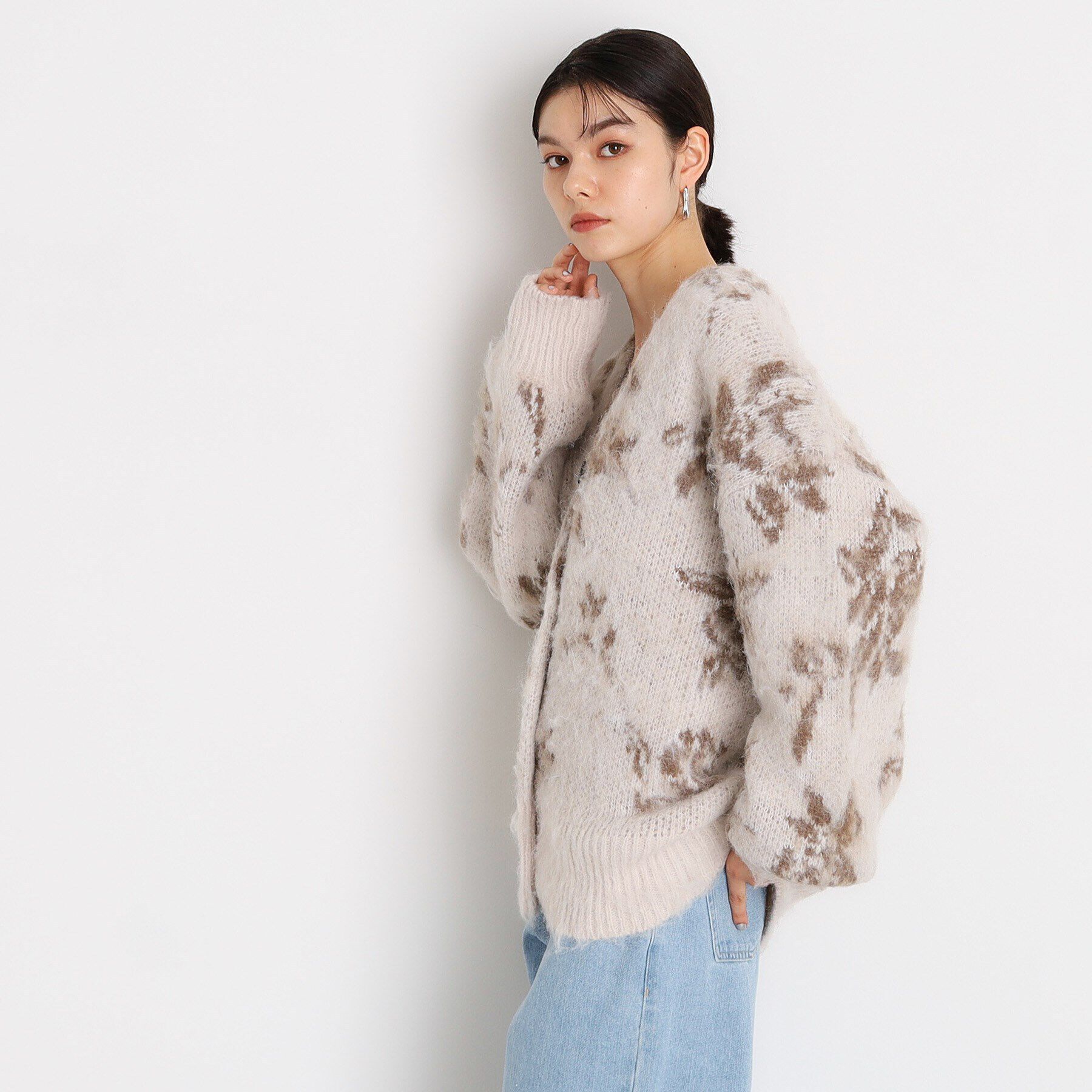 THE SHOP TK「【洗えるライトアウター】フラワージャカードカーディガン」|カーディガン|