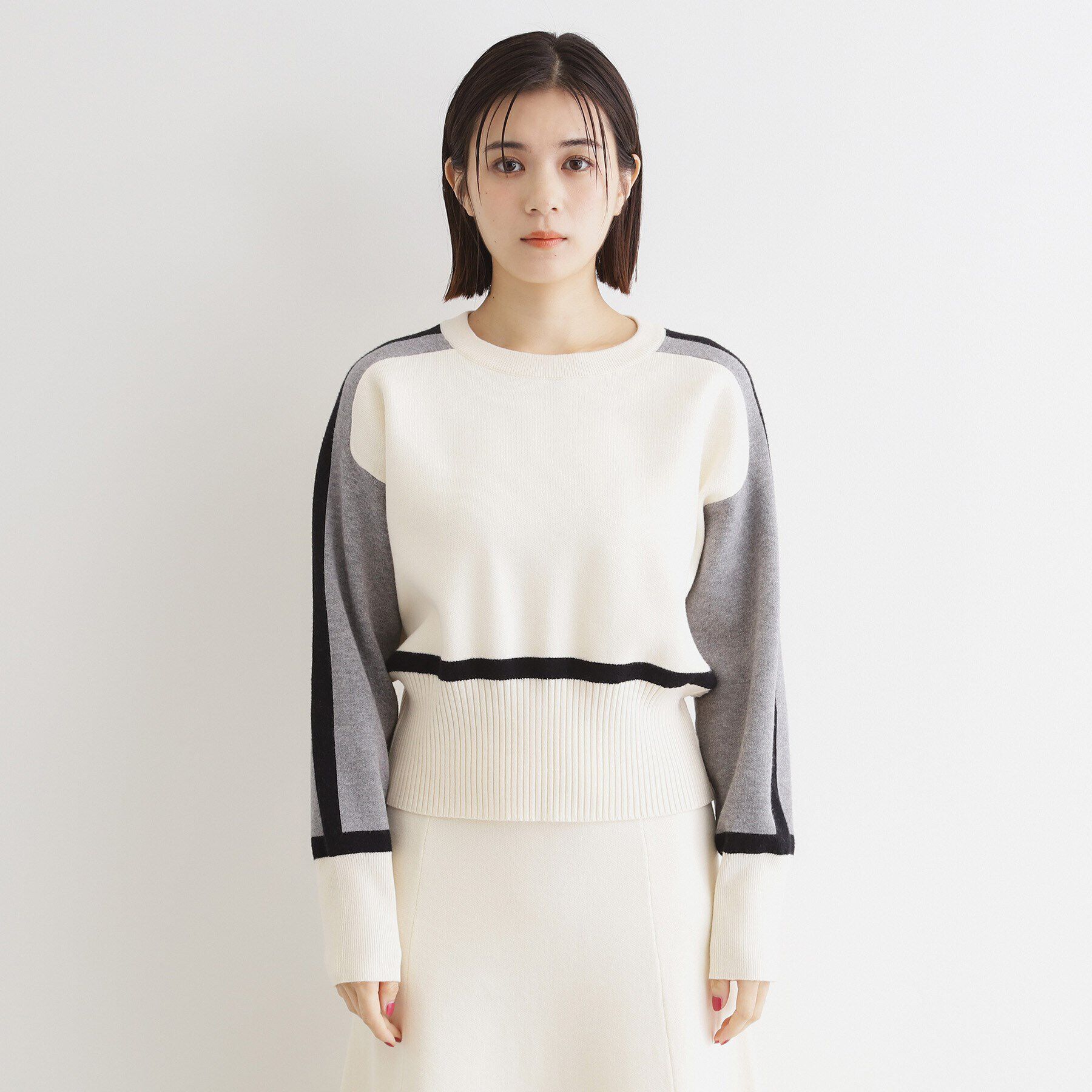 THE SHOP TK「【上下セットアイテム】配色ニットセットアップ/洗える」|スーツ|