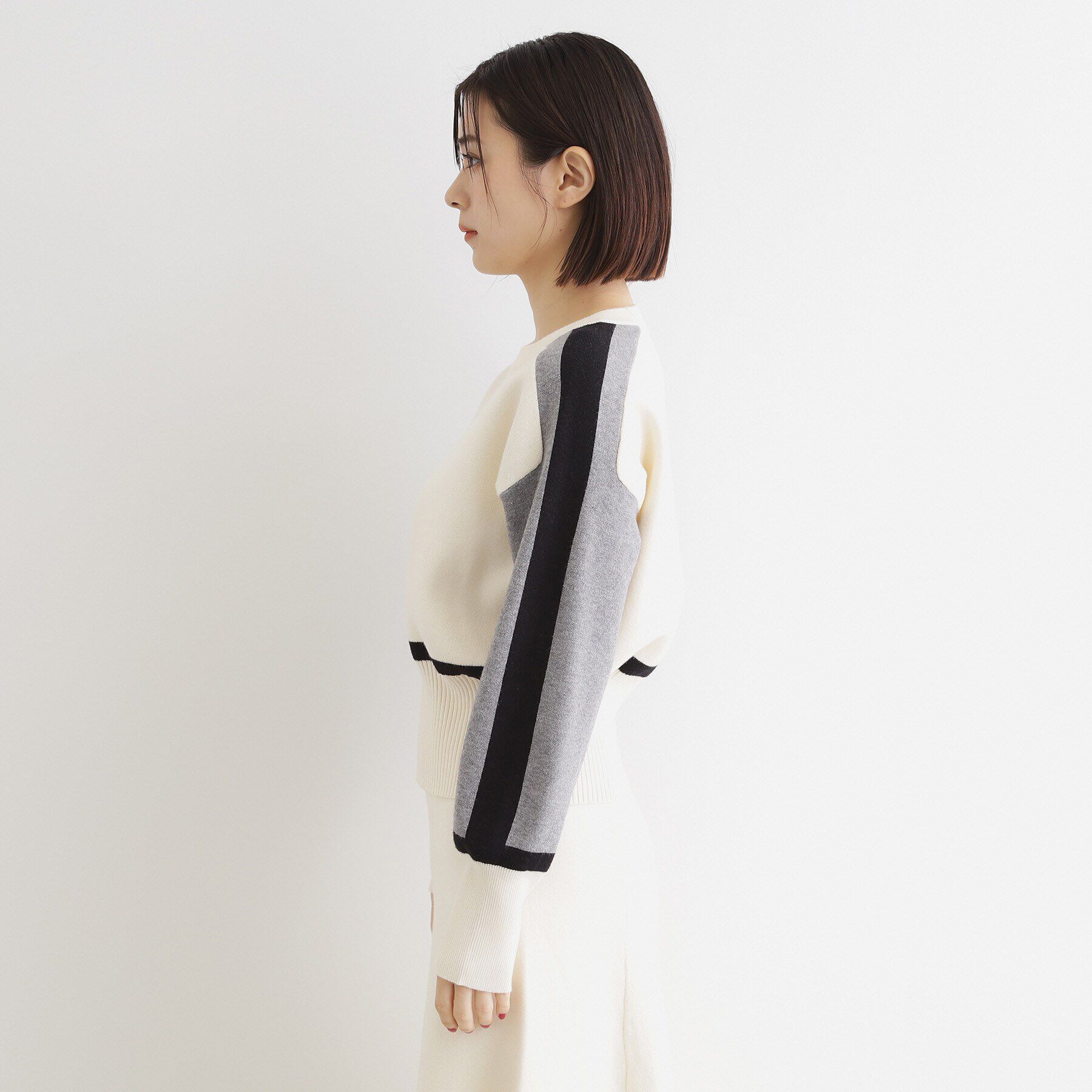 THE SHOP TK「【上下セットアイテム】配色ニットセットアップ/洗える」|スーツ|