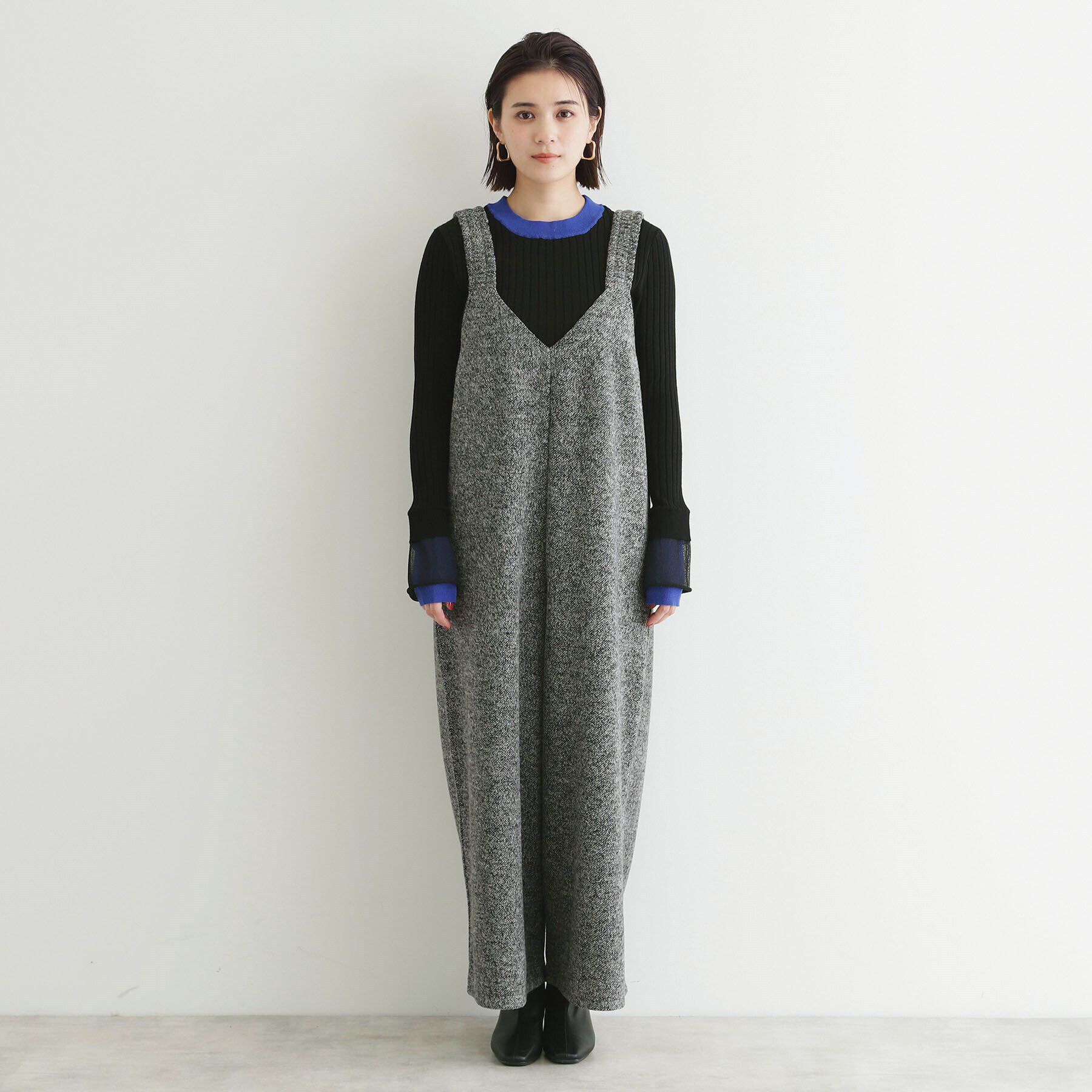 THE SHOP TK「ツイード起毛ジャージ2WAYサロペット/親子リンク」|オールインワン|