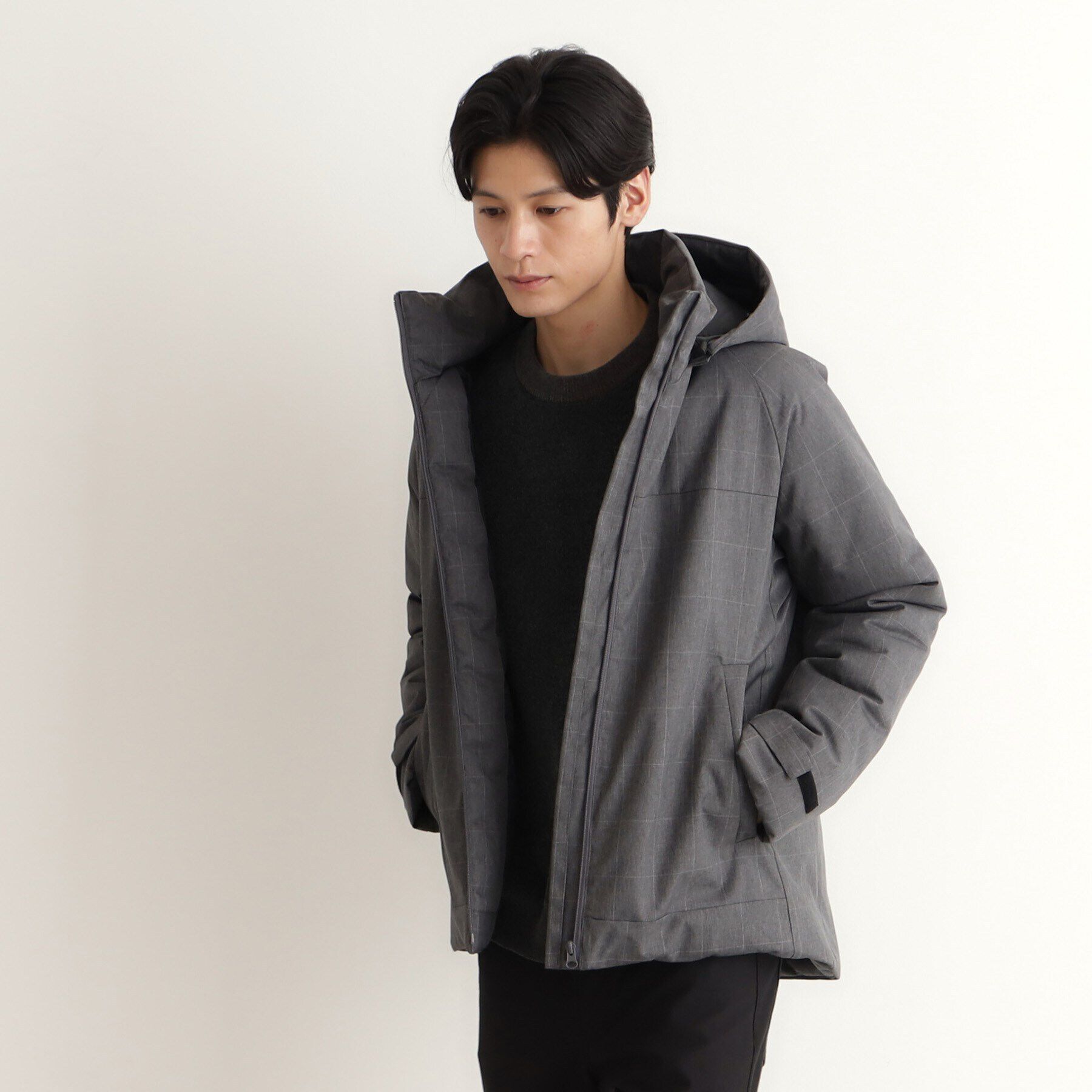 THE SHOP TK「SORONA中綿フードブルゾン 蓄熱／保温／洗える／防風／撥水／ビジネス対応可」|ダウン|