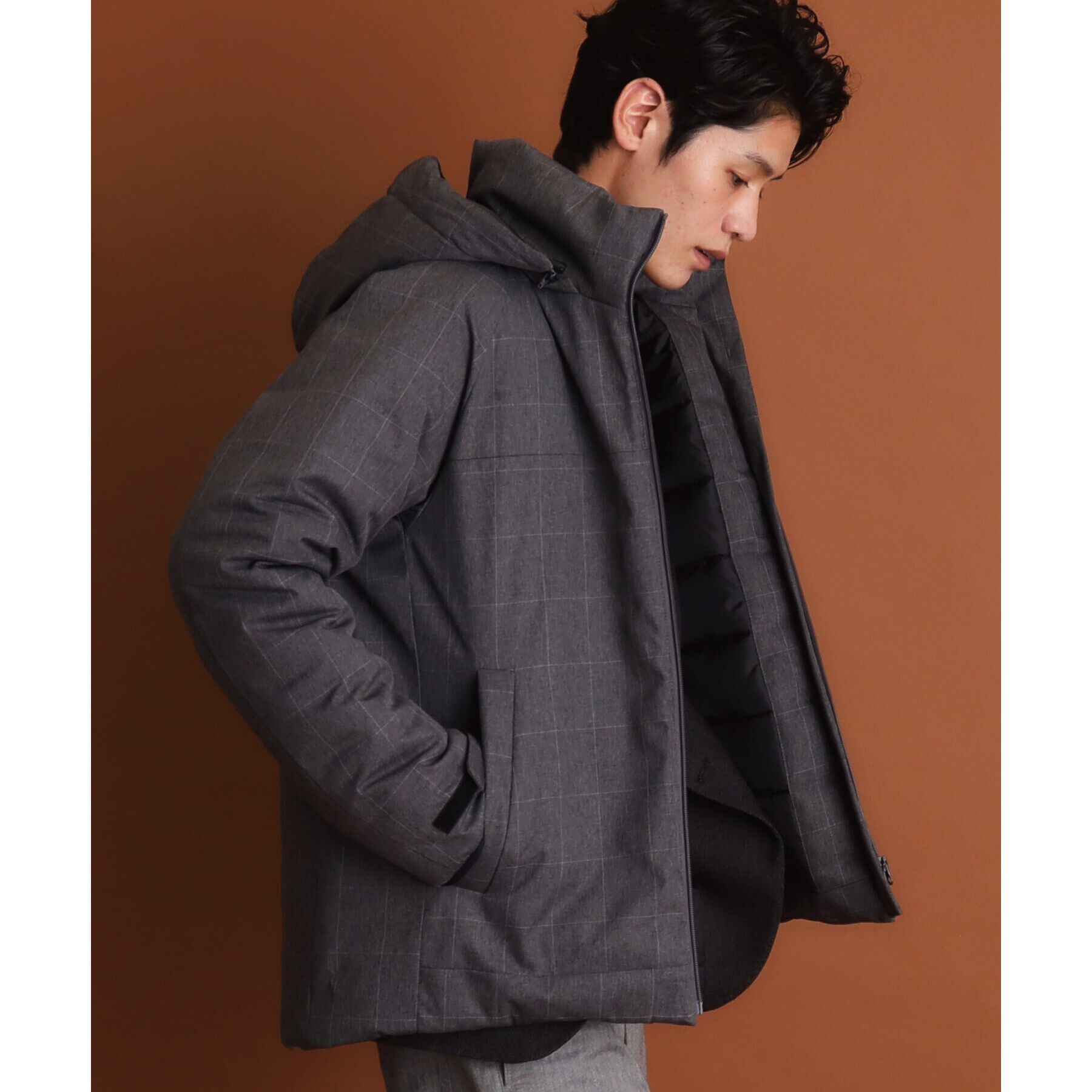 THE SHOP TK「SORONA中綿フードブルゾン 蓄熱／保温／洗える／防風／撥水／ビジネス対応可」|ダウン|