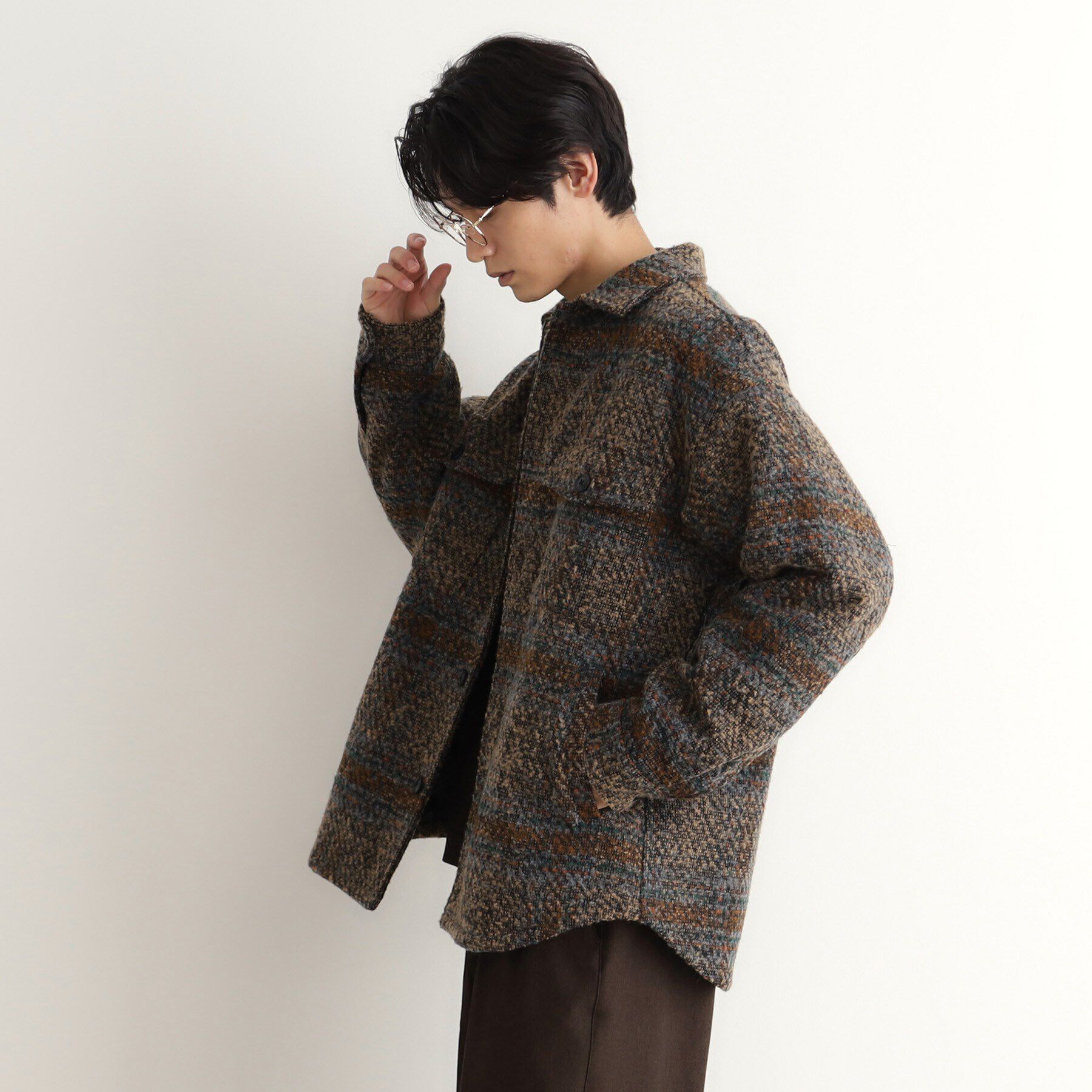 THE SHOP TK「チェック柄ツイードライクCPOジャケット」|ブルゾン・スタジャン|