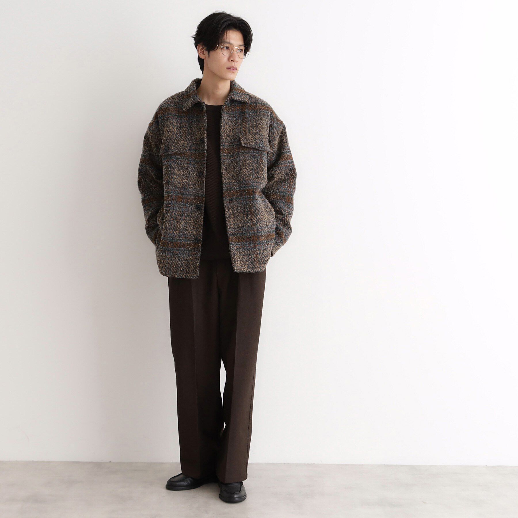 THE SHOP TK「チェック柄ツイードライクCPOジャケット」|ブルゾン・スタジャン|