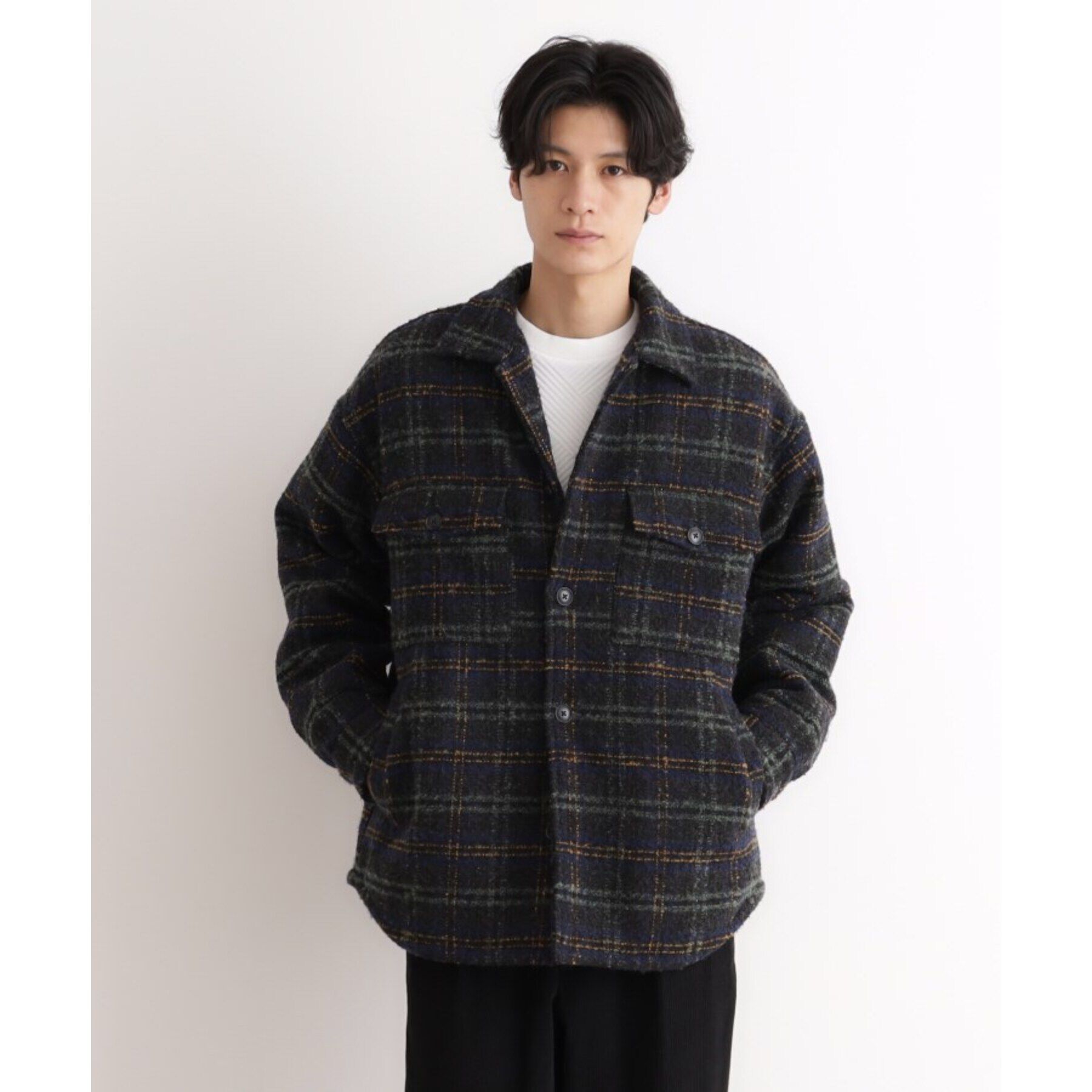 THE SHOP TK「チェック柄ツイードライクCPOジャケット」|ブルゾン・スタジャン|