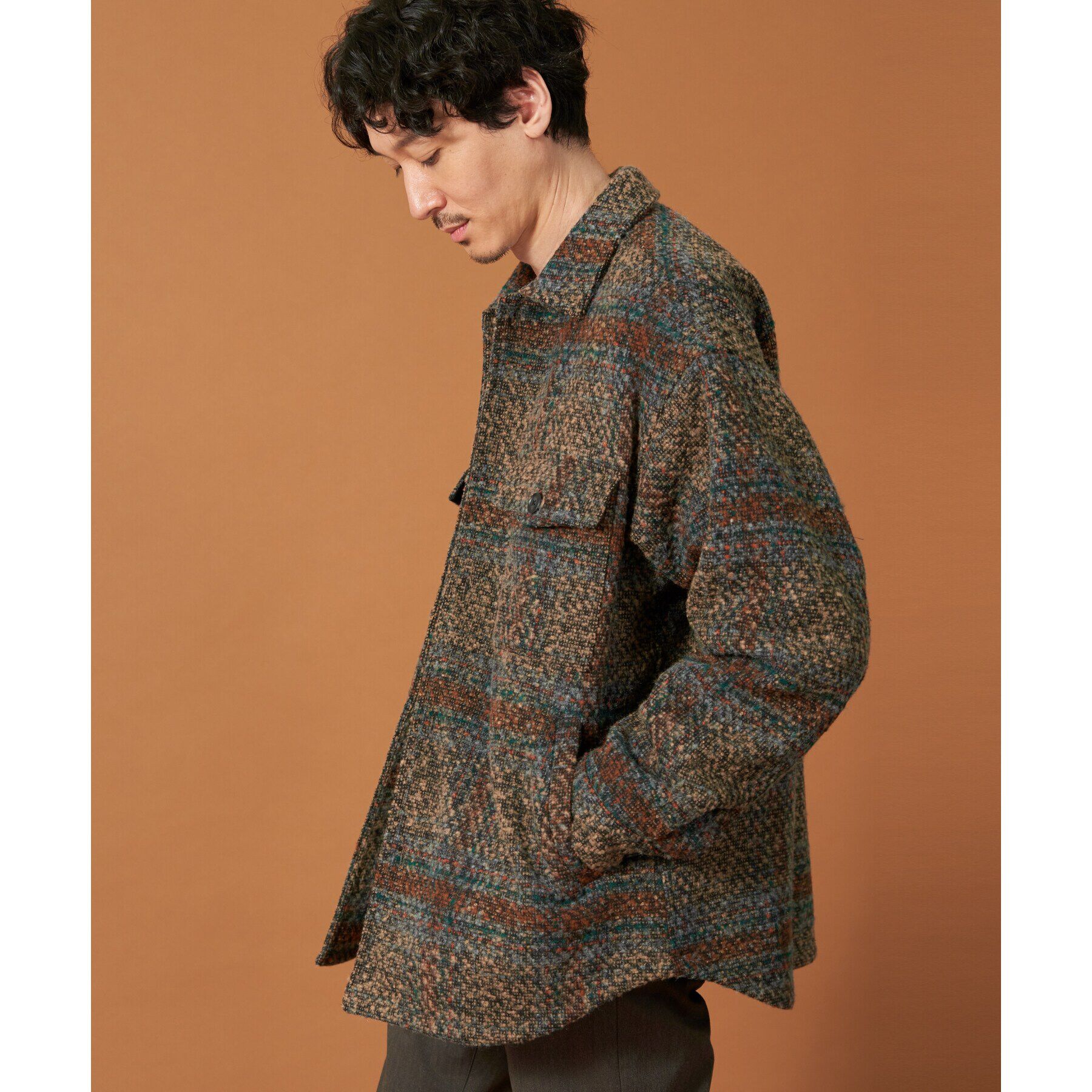 THE SHOP TK「チェック柄ツイードライクCPOジャケット」|ブルゾン・スタジャン|