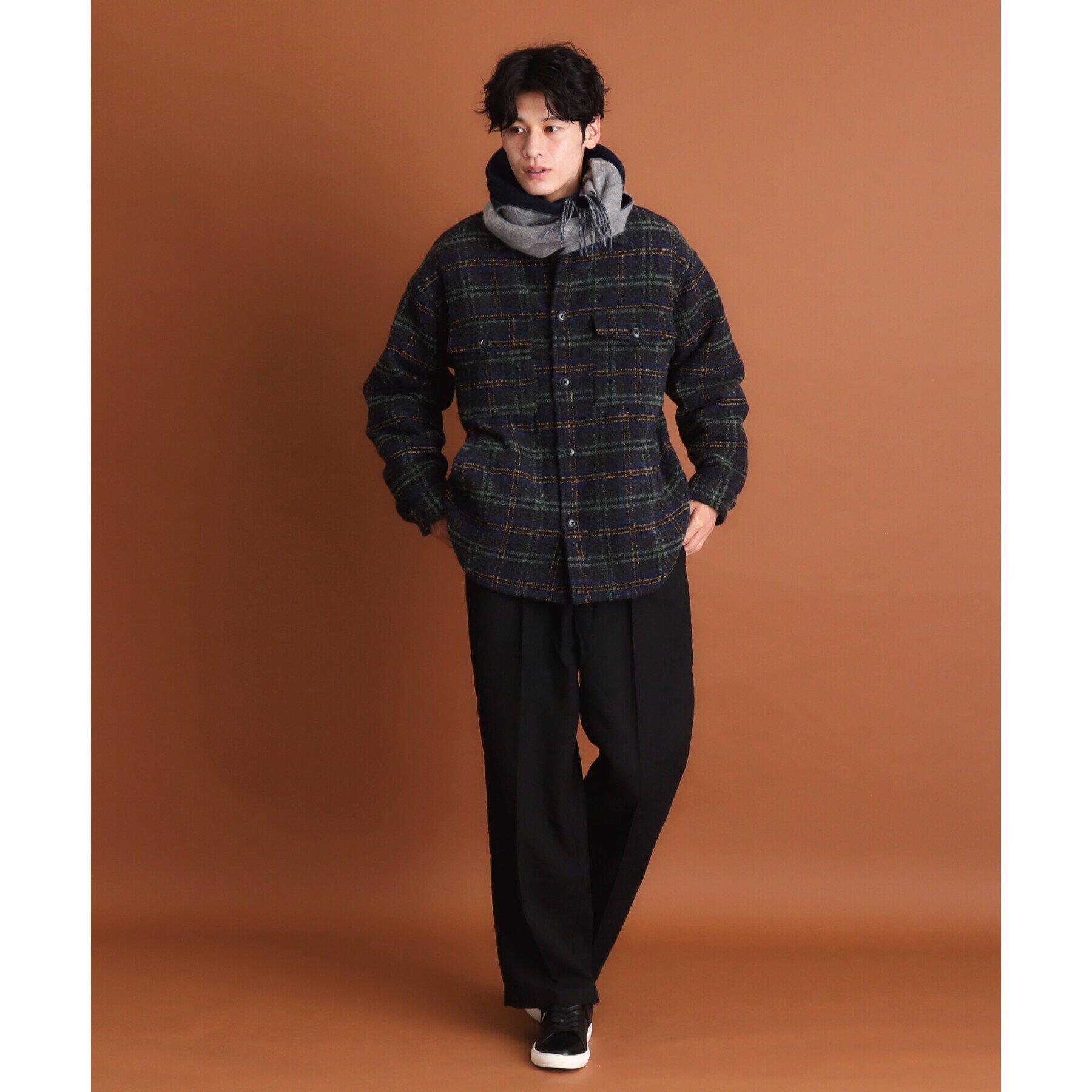 THE SHOP TK「チェック柄ツイードライクCPOジャケット」|ブルゾン・スタジャン|