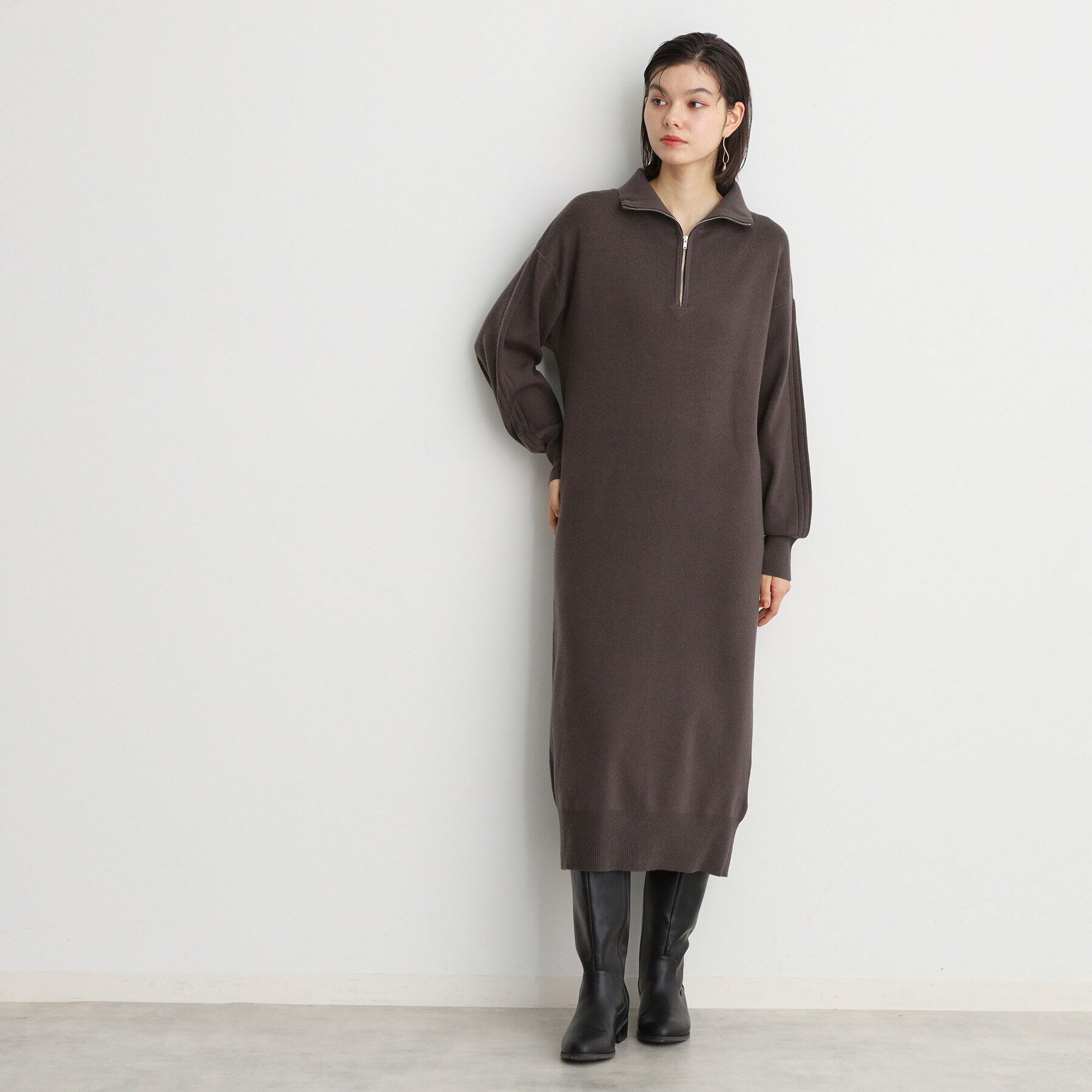 THE SHOP TK「【毛玉になりにくい/静電気防止】ハーフジップワンピース/洗える」|ワンピース|