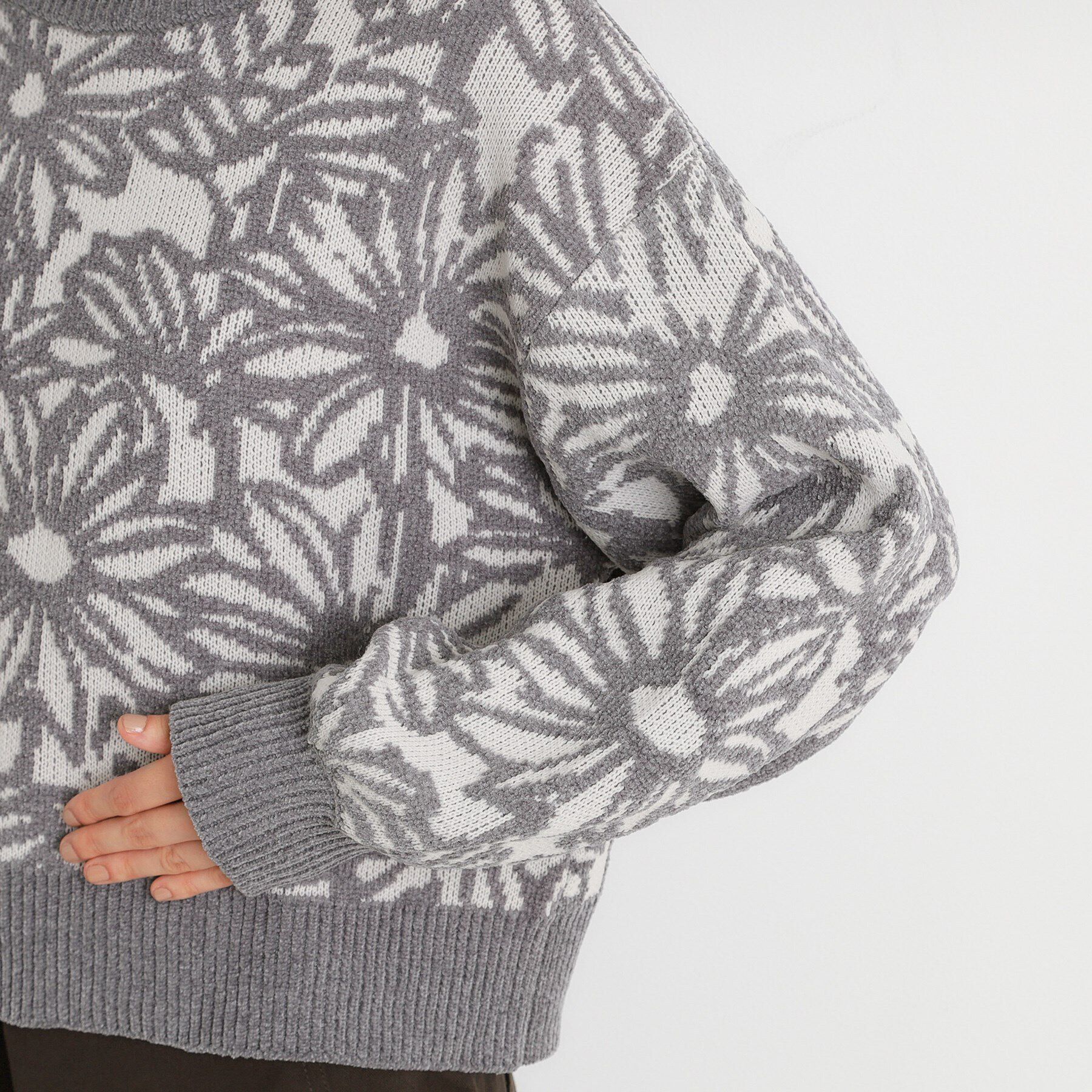 THE SHOP TK「花柄モールニットプルオーバー」|ニット・セーター|