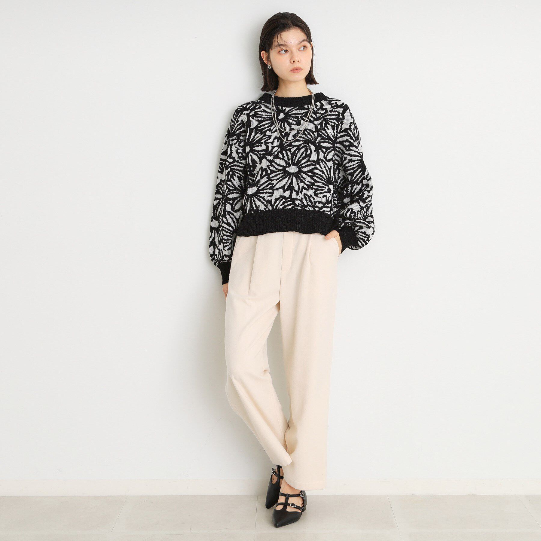 THE SHOP TK「花柄モールニットプルオーバー」|ニット・セーター|