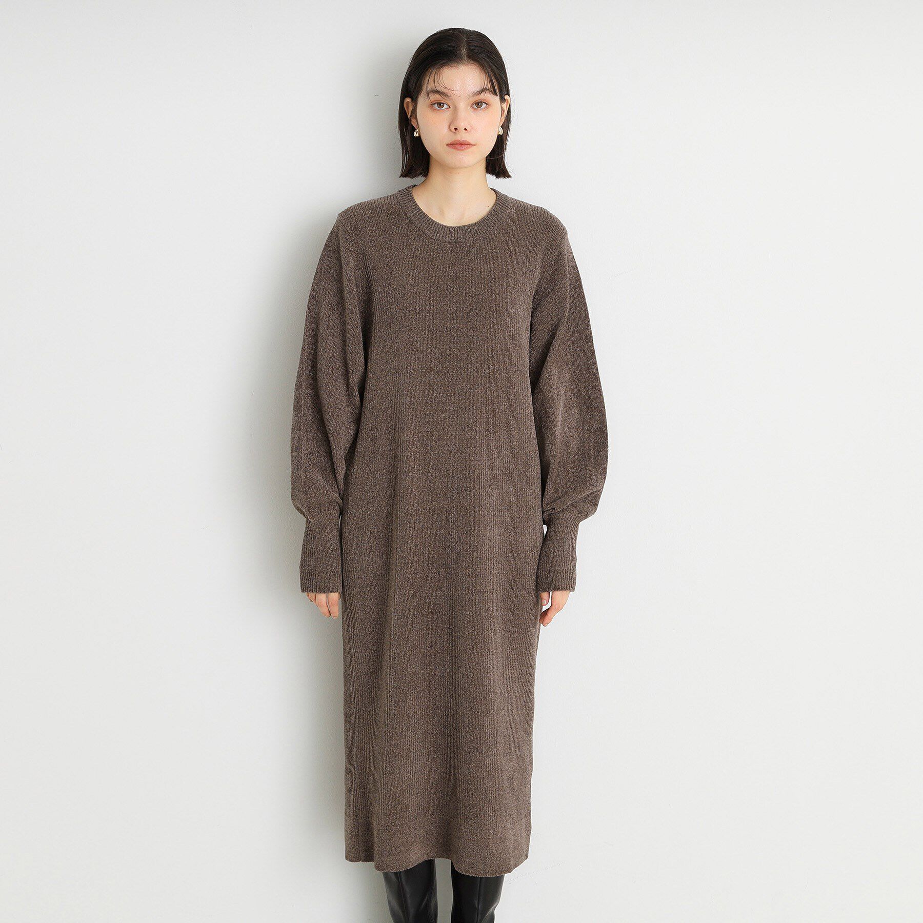 THE SHOP TK「ベロア風モールニットワンピース」|ワンピース|