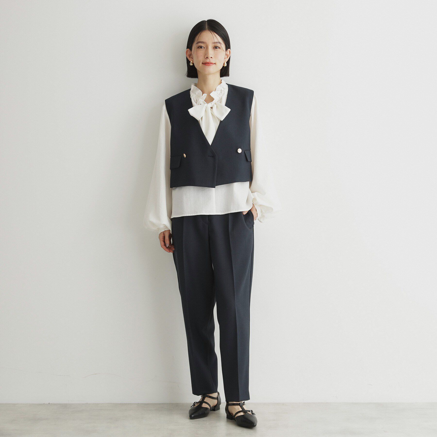 THE SHOP TK「【セットアップ可／ONOFF活躍】カルゼショートジレ／洗える」|ベスト・ジレ|