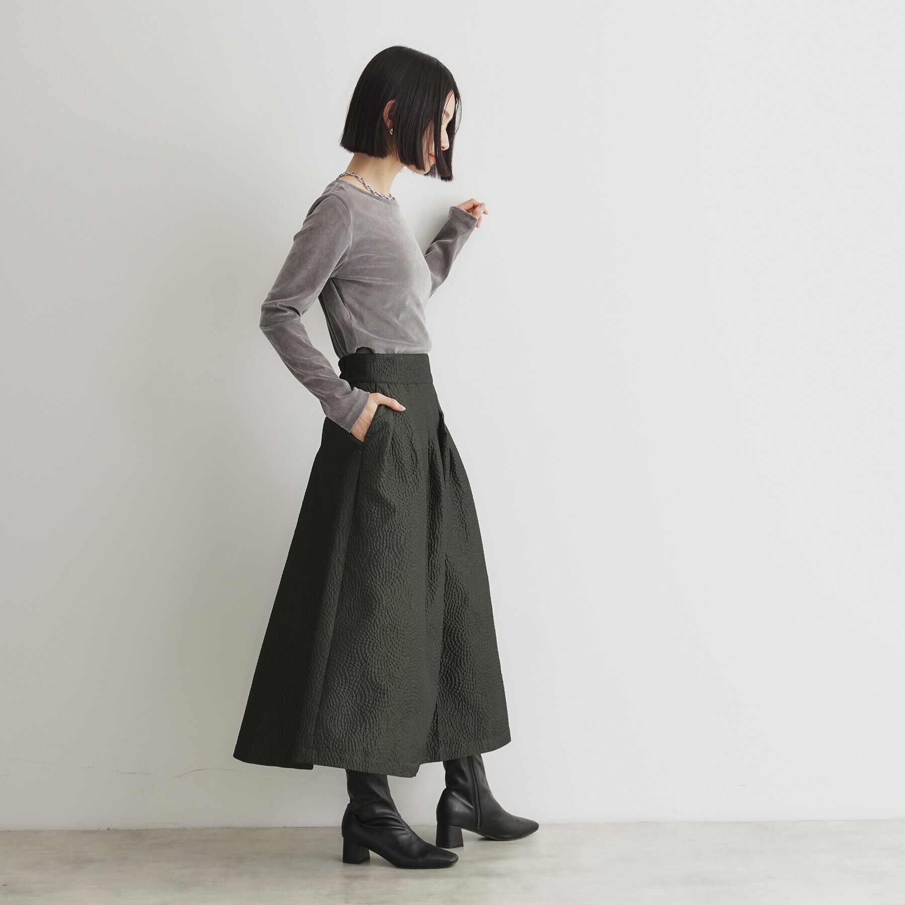 THE SHOP TK「クラッシュベロア長袖【洗える】」|Tシャツ・カットソー|