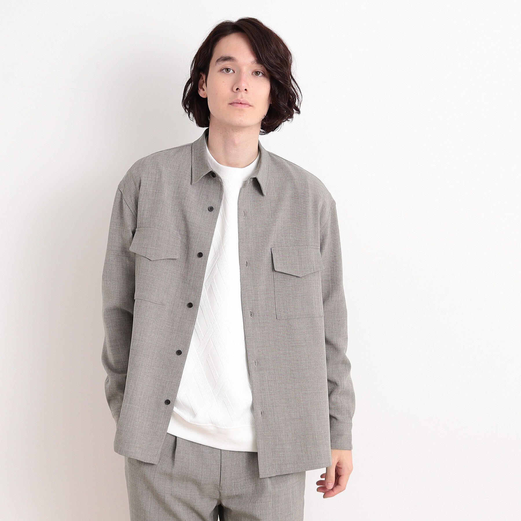 THE SHOP TK「【CAVIAN/キャビアン】リサイクルシャークスキンダブルフラップシャツ セットアップ可」|シャツ・ブラウス|