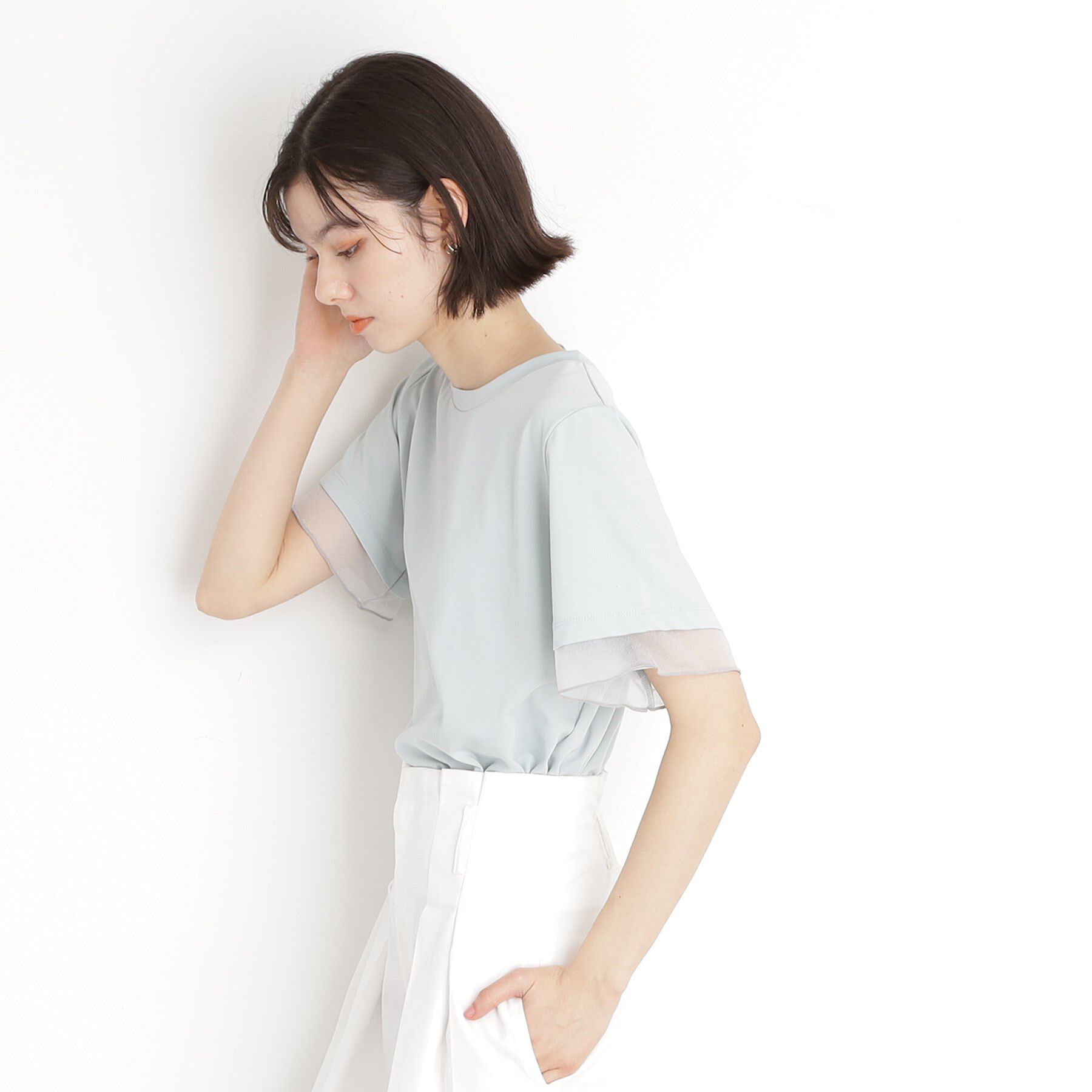 THE SHOP TK「袖シアーTシャツ【接触冷感/洗濯機OK】」|Tシャツ・カットソー|