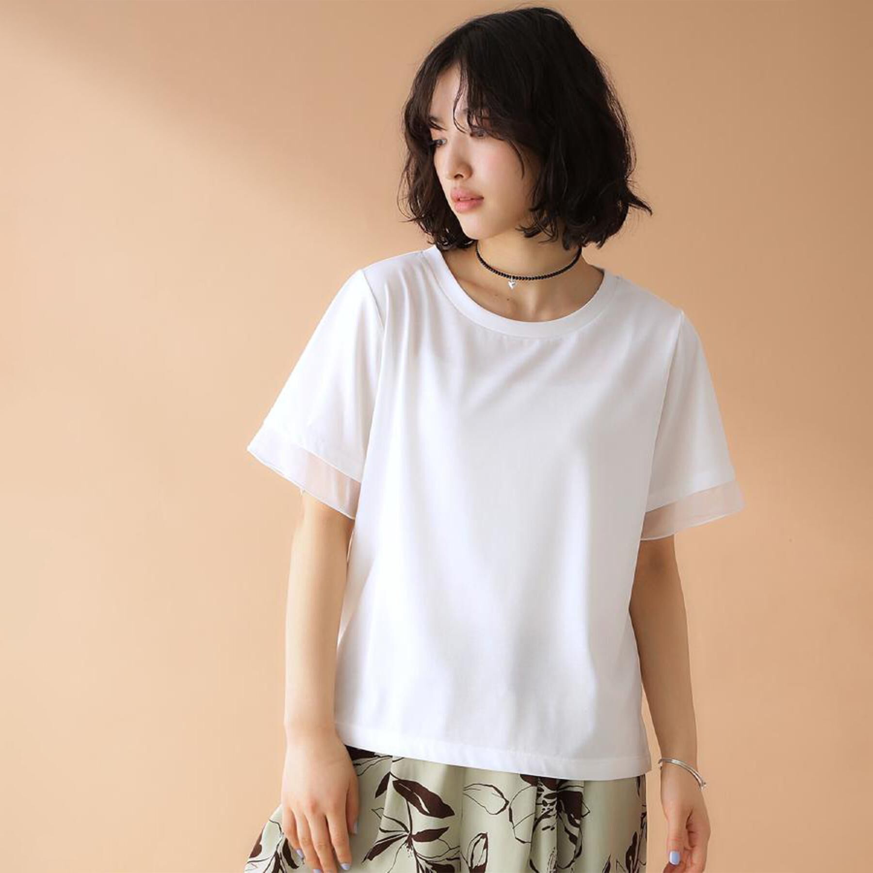 THE SHOP TK「袖シアーTシャツ【接触冷感/洗濯機OK】」|Tシャツ・カットソー|