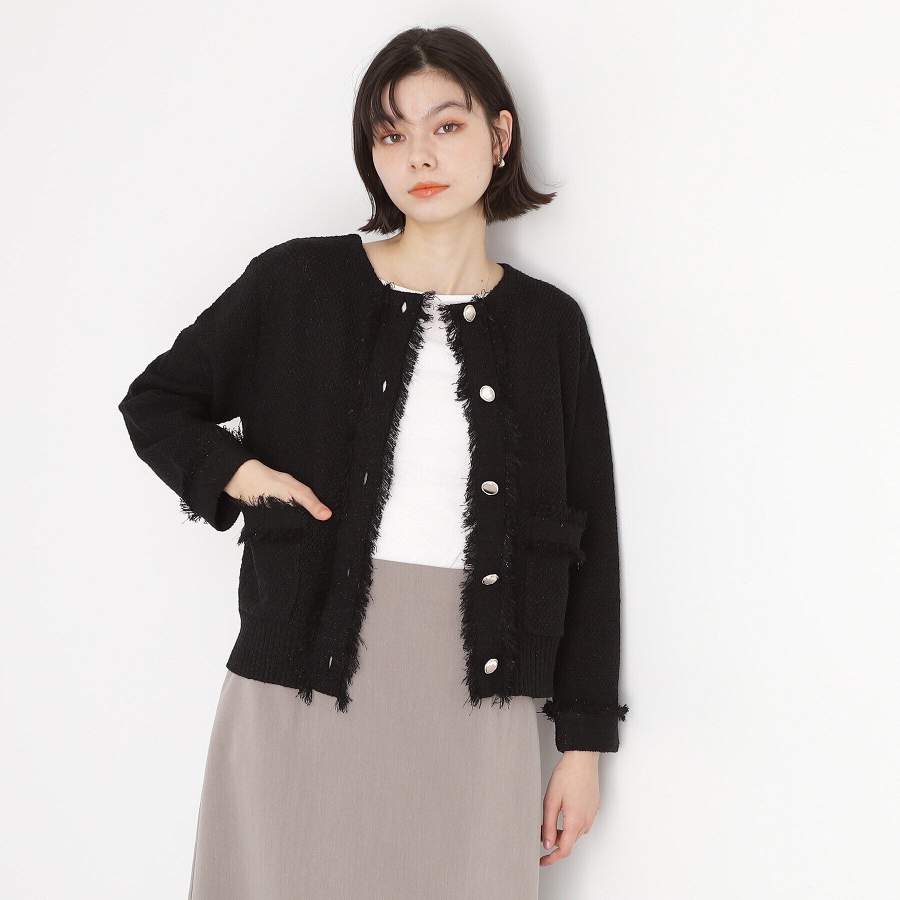 THE SHOP TK「【通勤/新生活】ノーカラーカーディガン/洗える」|カーディガン|