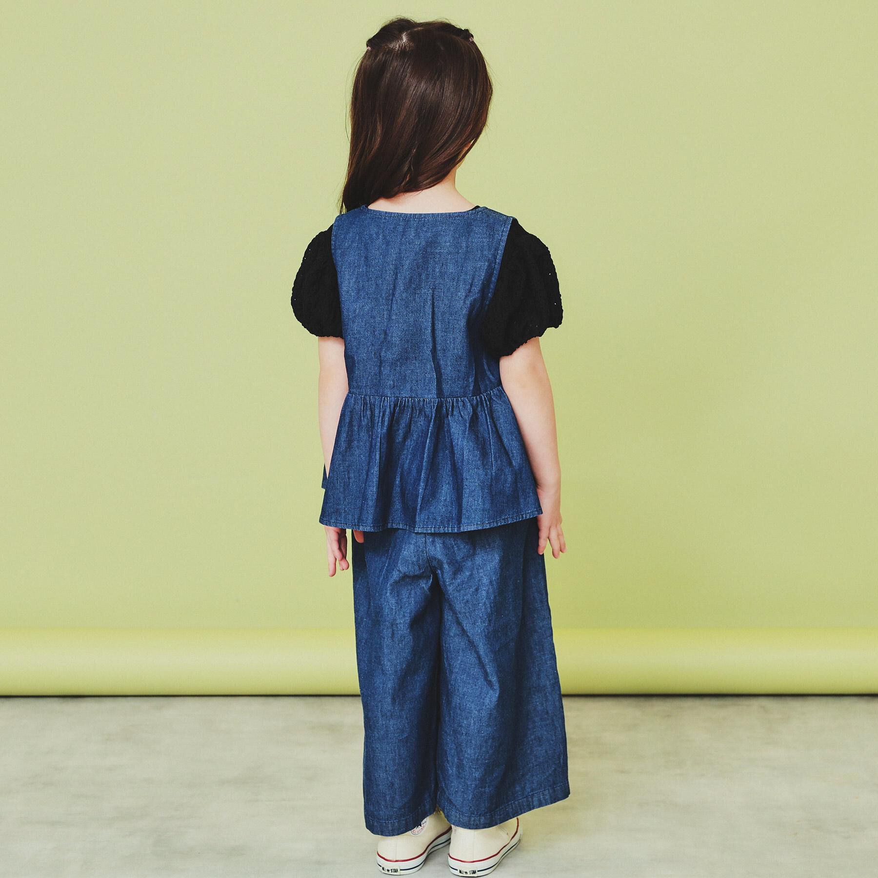 THE SHOP TK「【120-150】ペプラムライトデニムジレ/洗濯機OK・ママとおそろい」|ベスト・ジレ|