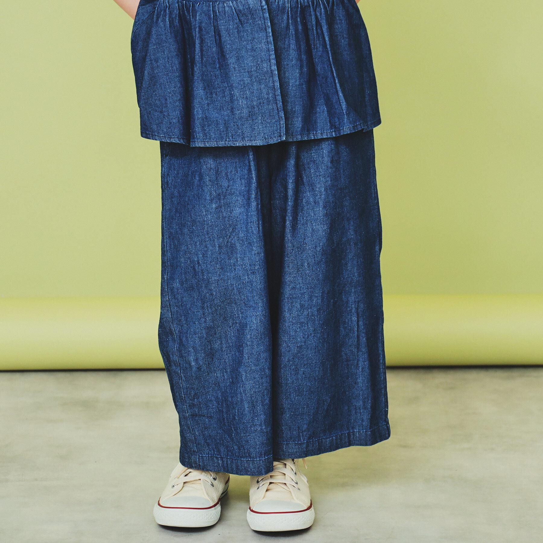 THE SHOP TK「【120-150】デニム＆花柄スカーチョ/ママとおそろい・洗濯機OK」|その他|