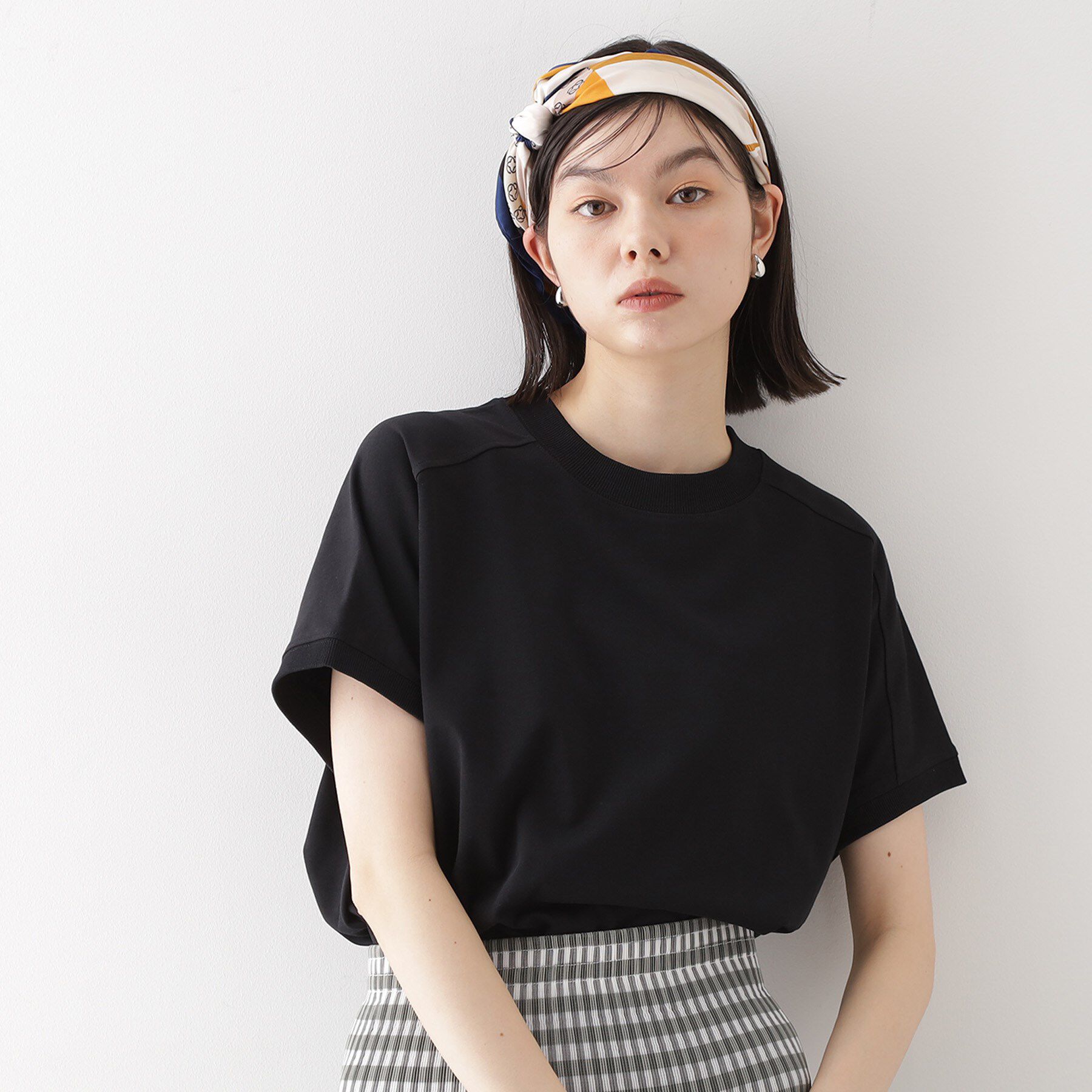 THE SHOP TK「フレンチ袖プルオーバー【毛玉になりにくい/接触冷感/UV/洗濯機OK】」|Tシャツ・カットソー|ブラック(019)