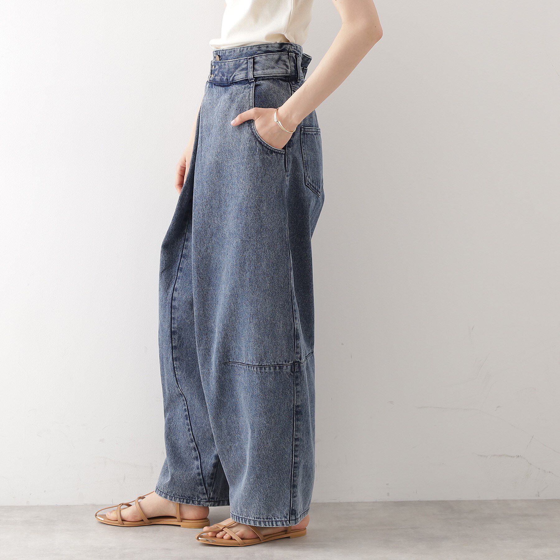 THE SHOP TK「バレル風タックパンツ【洗濯機OK】」|その他|ネイビー(094)