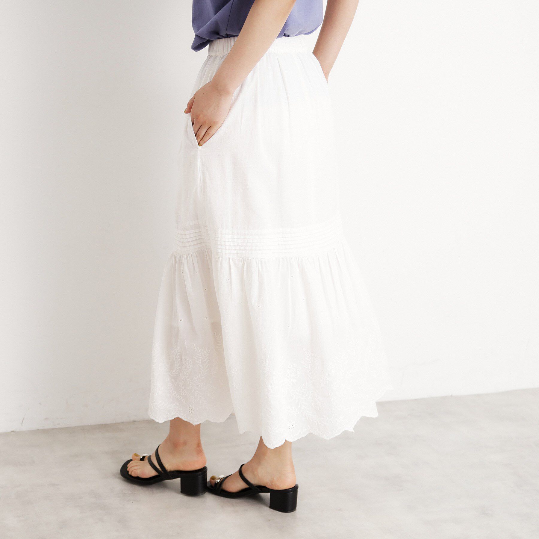 THE SHOP TK「スカラップ刺繍スカート【洗濯機OK】」|スカート|