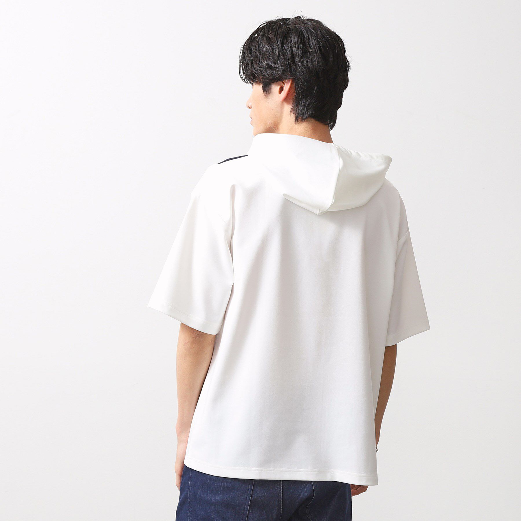 THE SHOP TK「ブロッキング半袖パーカ　洗濯機OK」|パーカー|