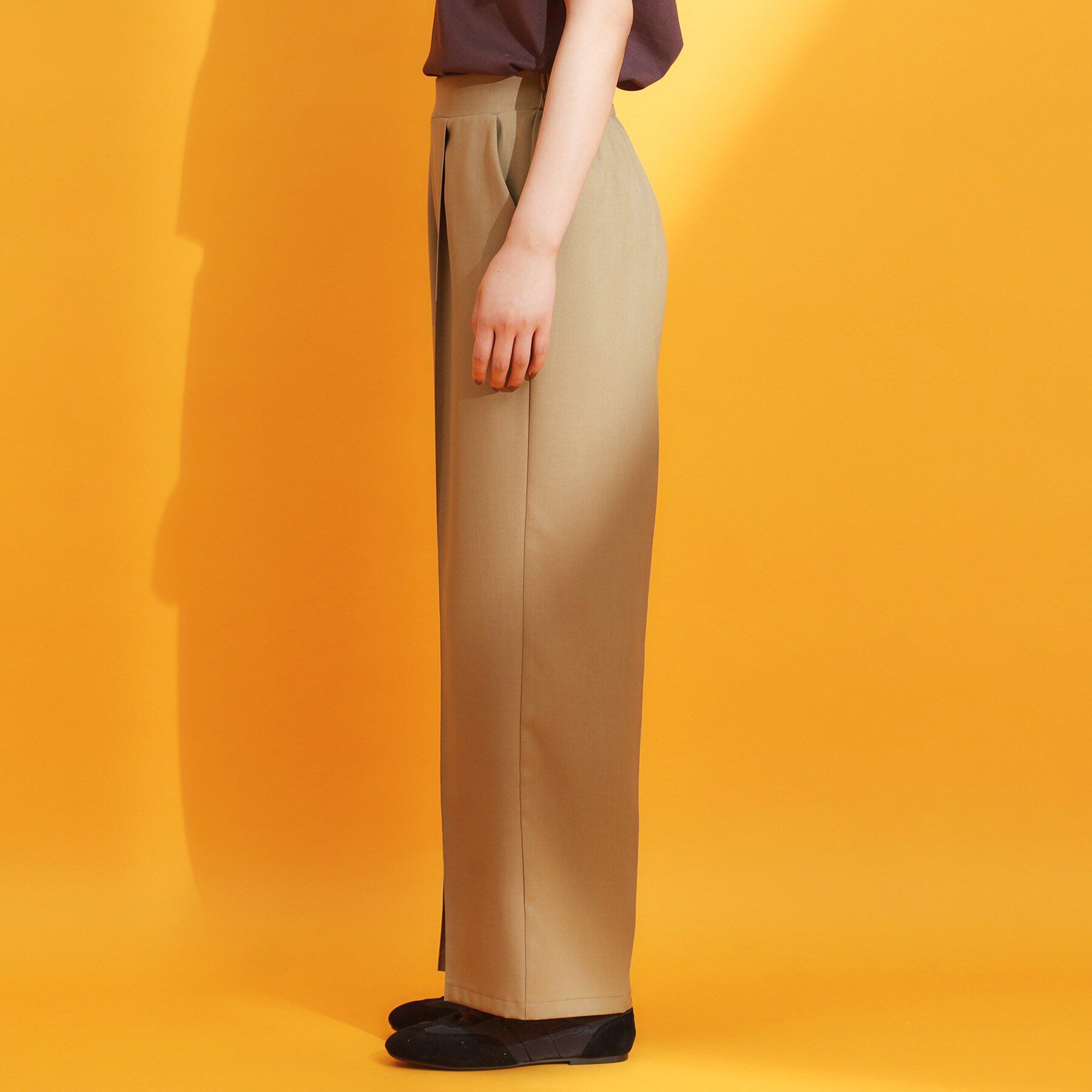 THE SHOP TK「麻調ピンタックワイドパンツ【洗濯機OK】」|その他|